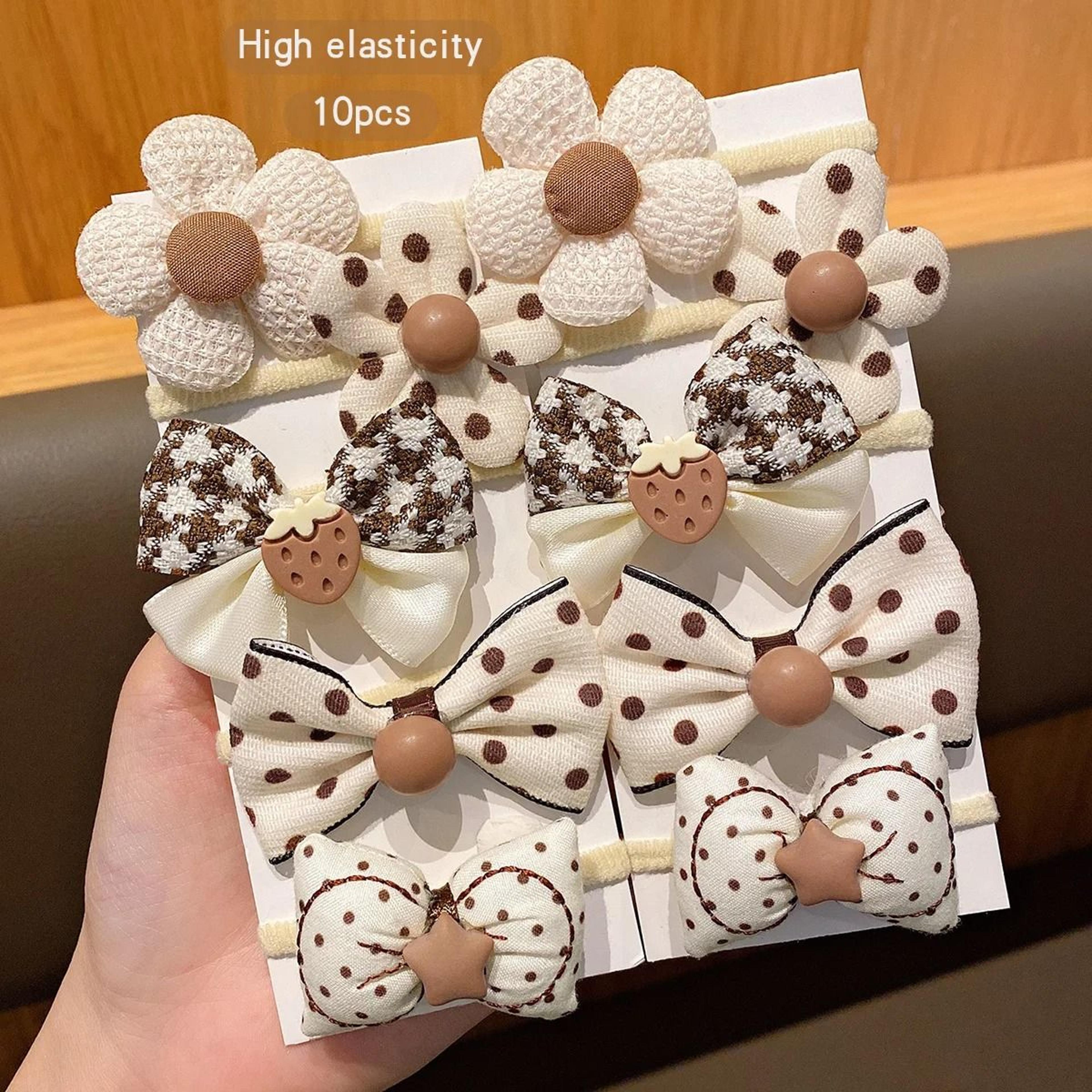 korean floral bow elastic hair bands – sweet high-elasticity daily accessories (10pcs set)