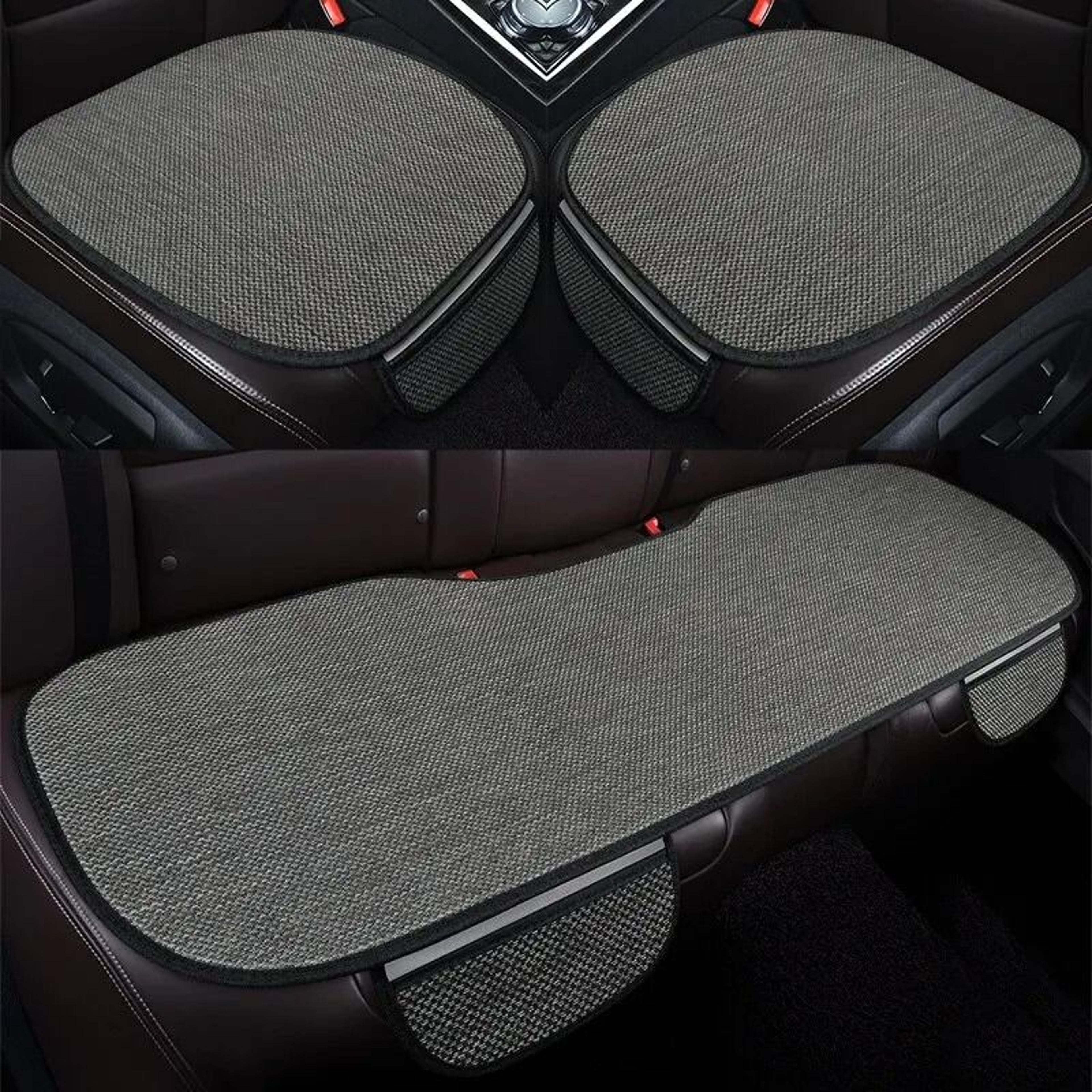 burlap car seat cushion set – high-performance breathable linen comfort for interior protection (3-piece)