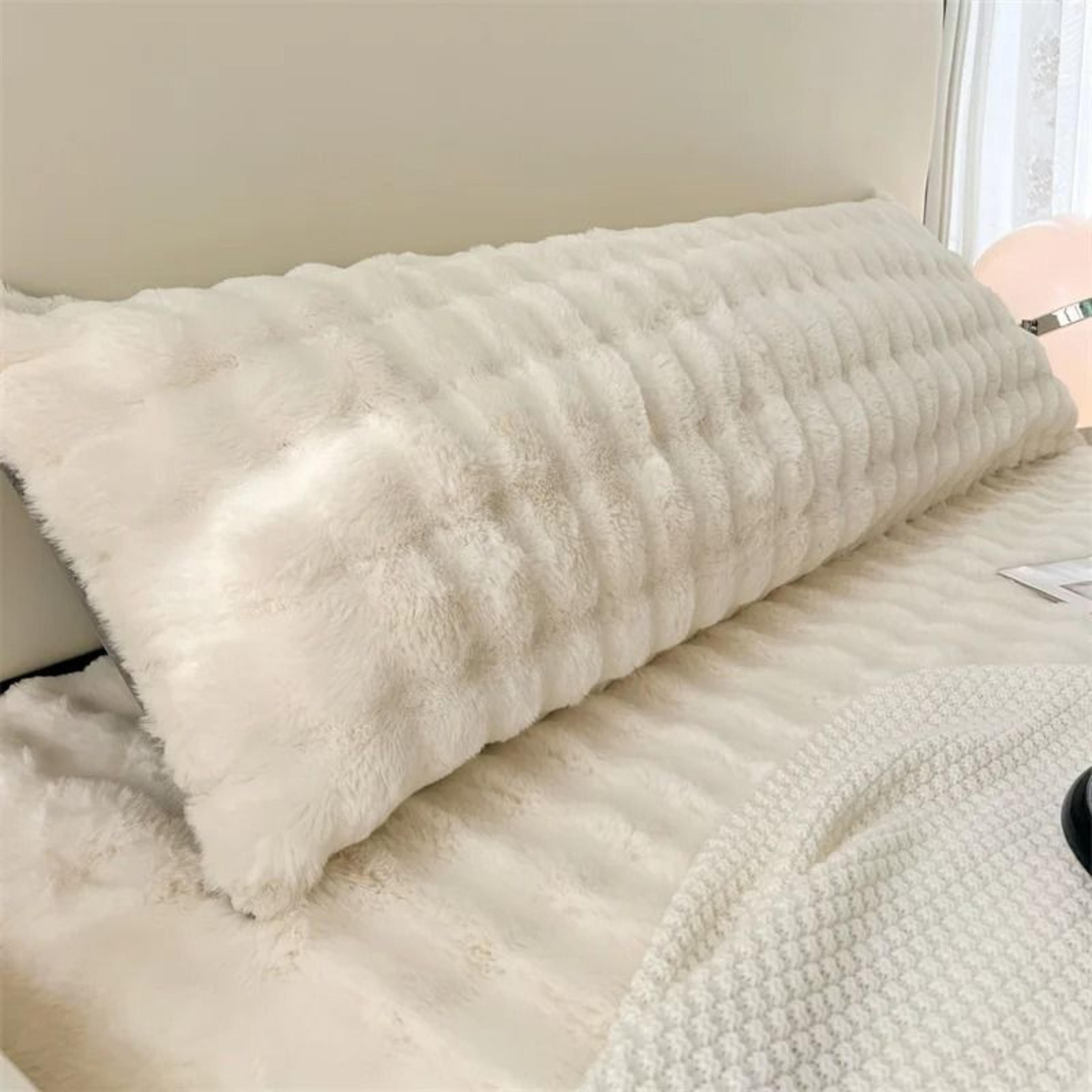 solid-color plush long pillowcase – high-performance soft decorative cover for home & bedroom decor