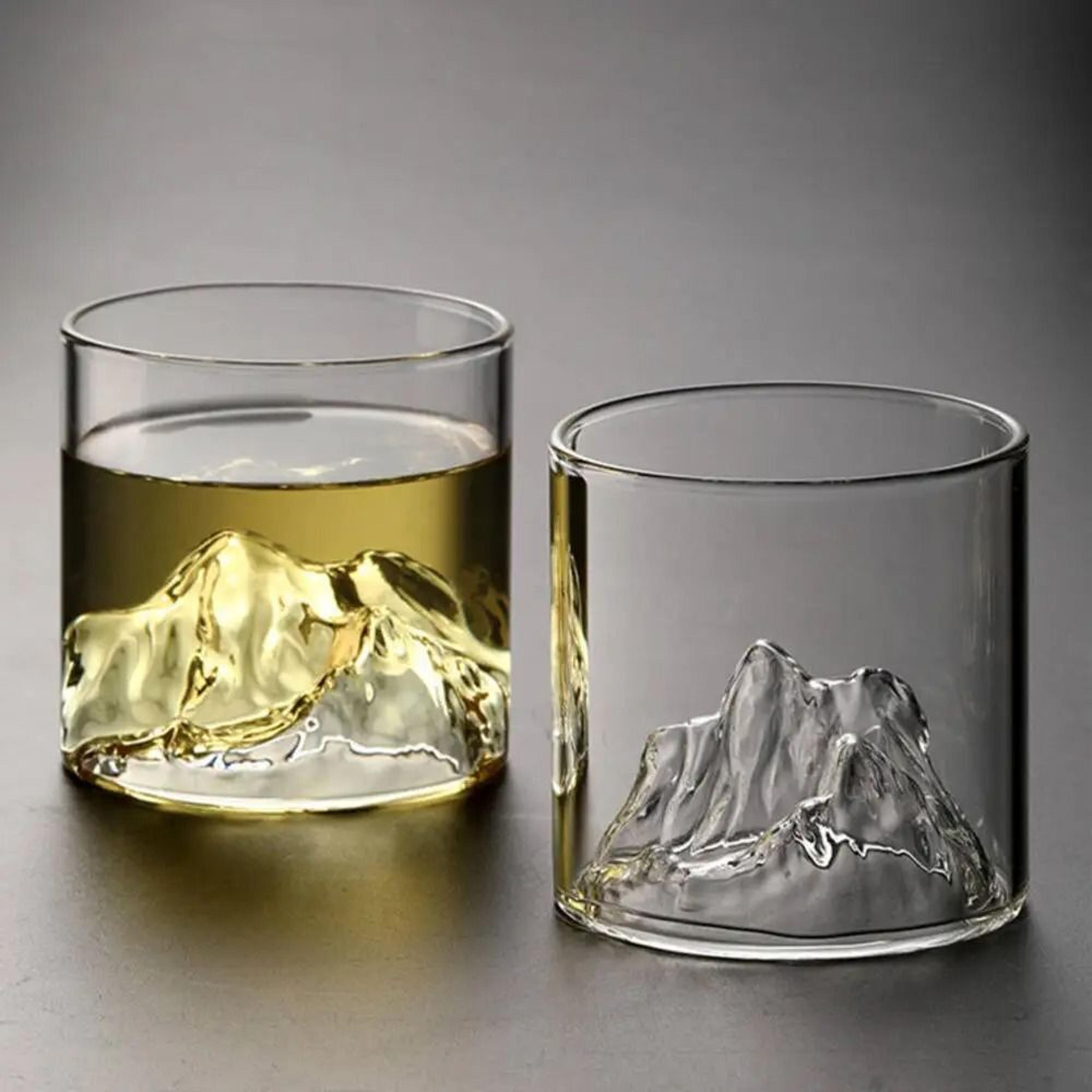 japanese mountain view whiskey glass – high-performance 180ml heat-resistant borosilicate spirits tumbler
