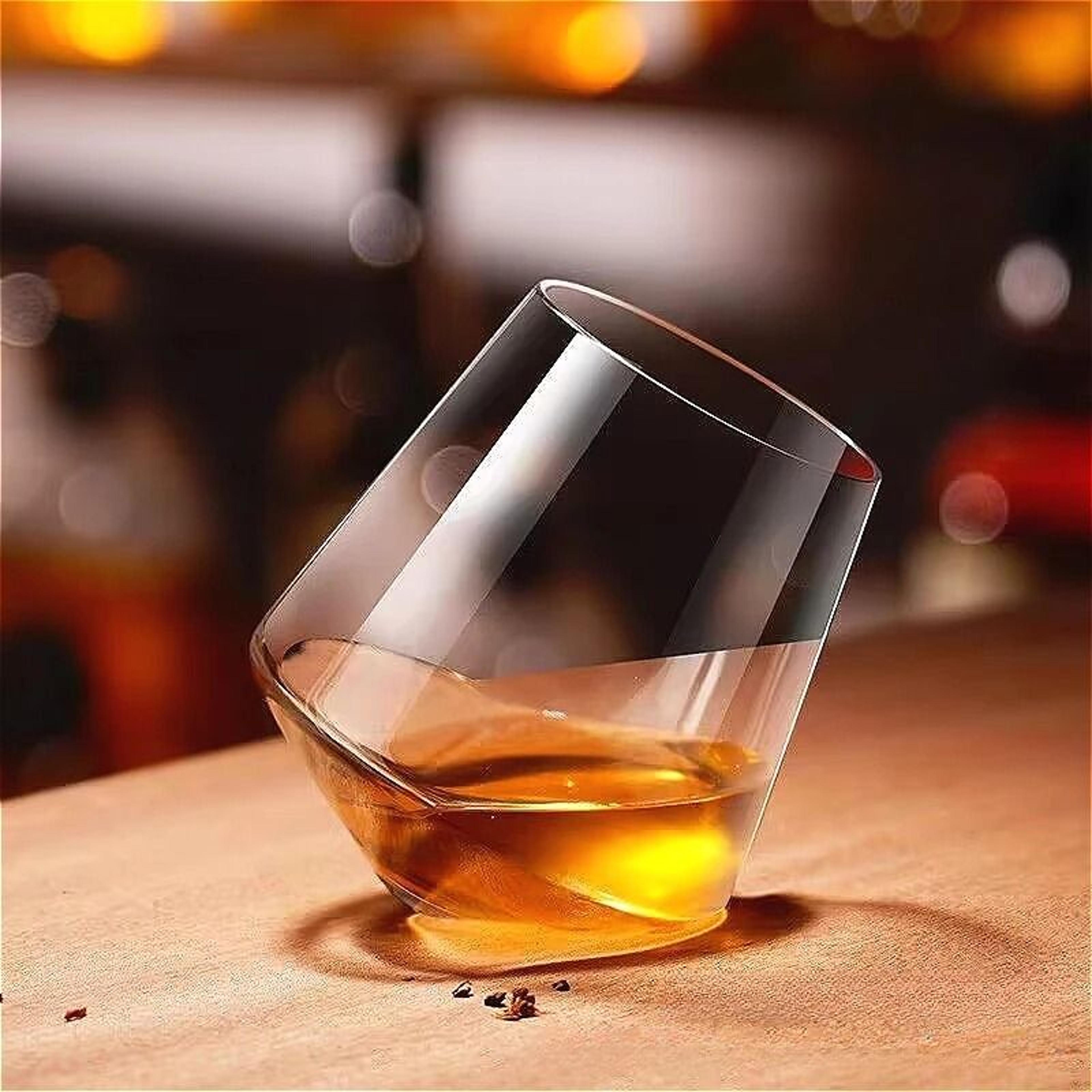 luxury rotating wine glass tumbler – high-end 530ml transparent spirits & whiskey cup