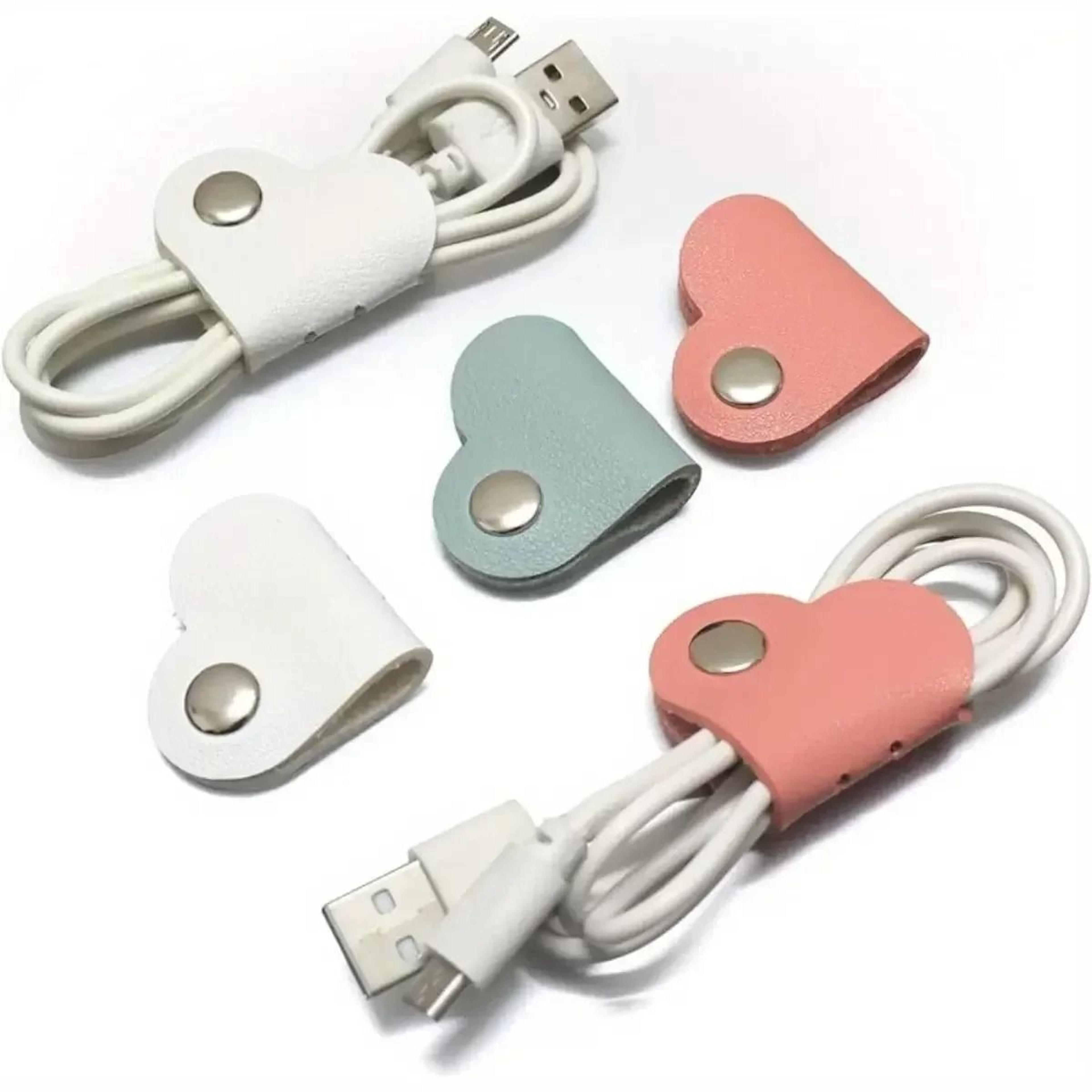 heart-shaped pu leather cable organizer – high-performance multifunctional data storage & headphone winding clip