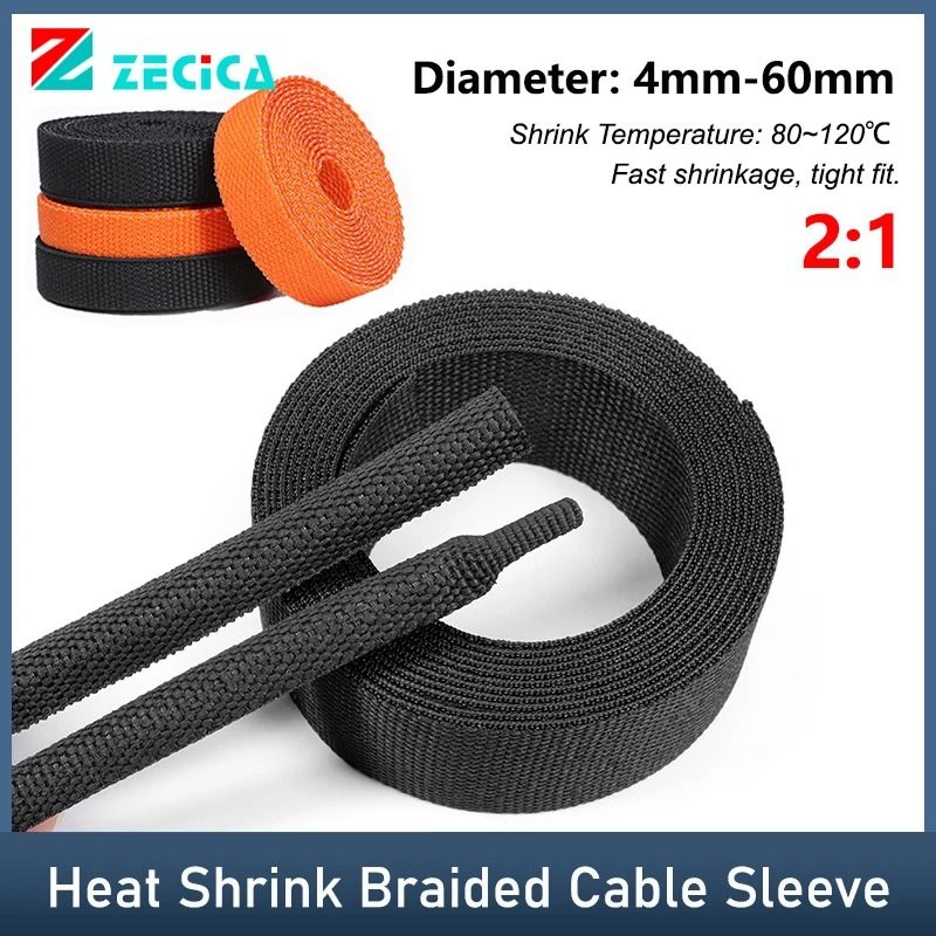 heat shrink braided cable sleeve – high-density insulation pet wire protection & auto line organizer