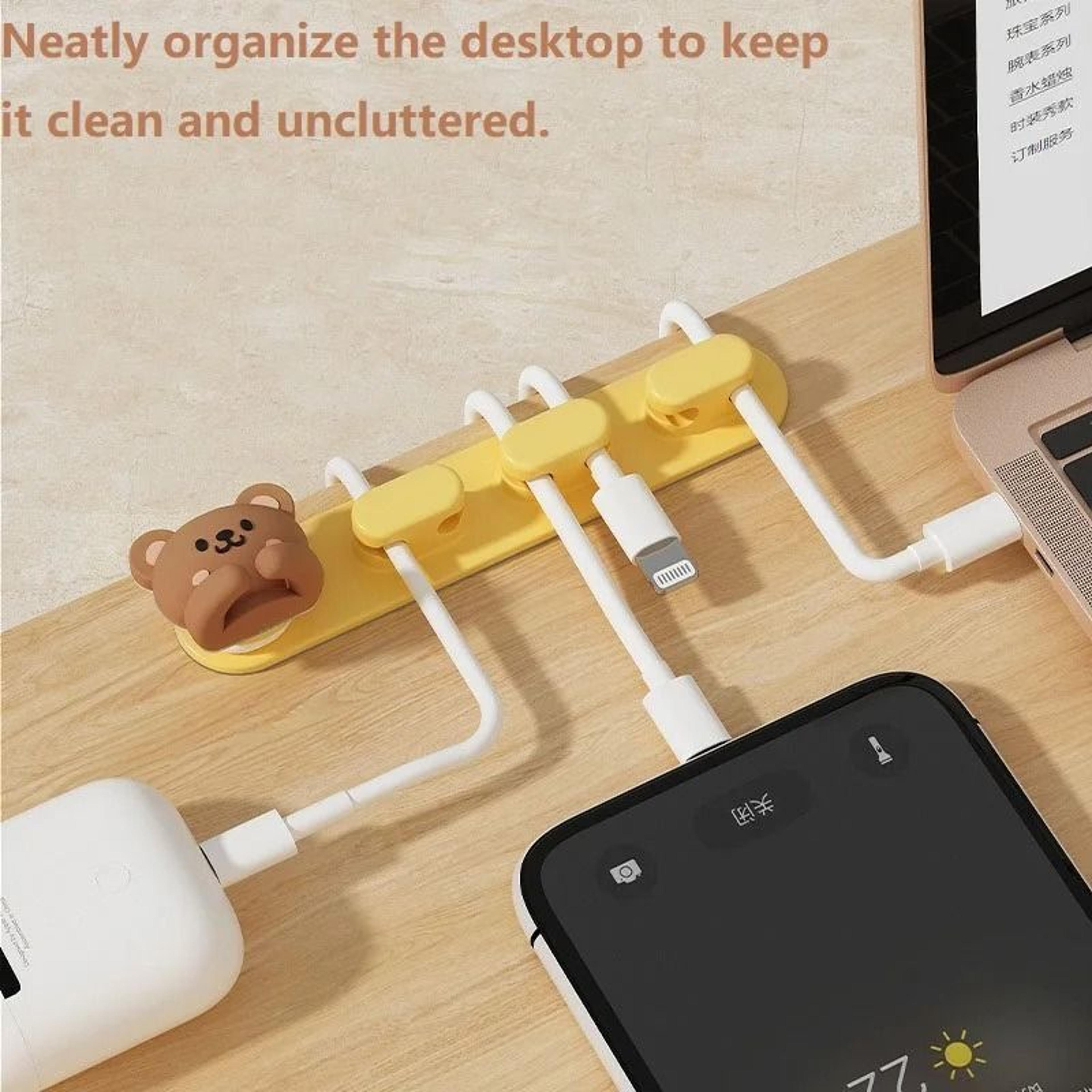zmlxq05 cute cable holder – high-performance desktop tidy organizer & flexible table cord protector