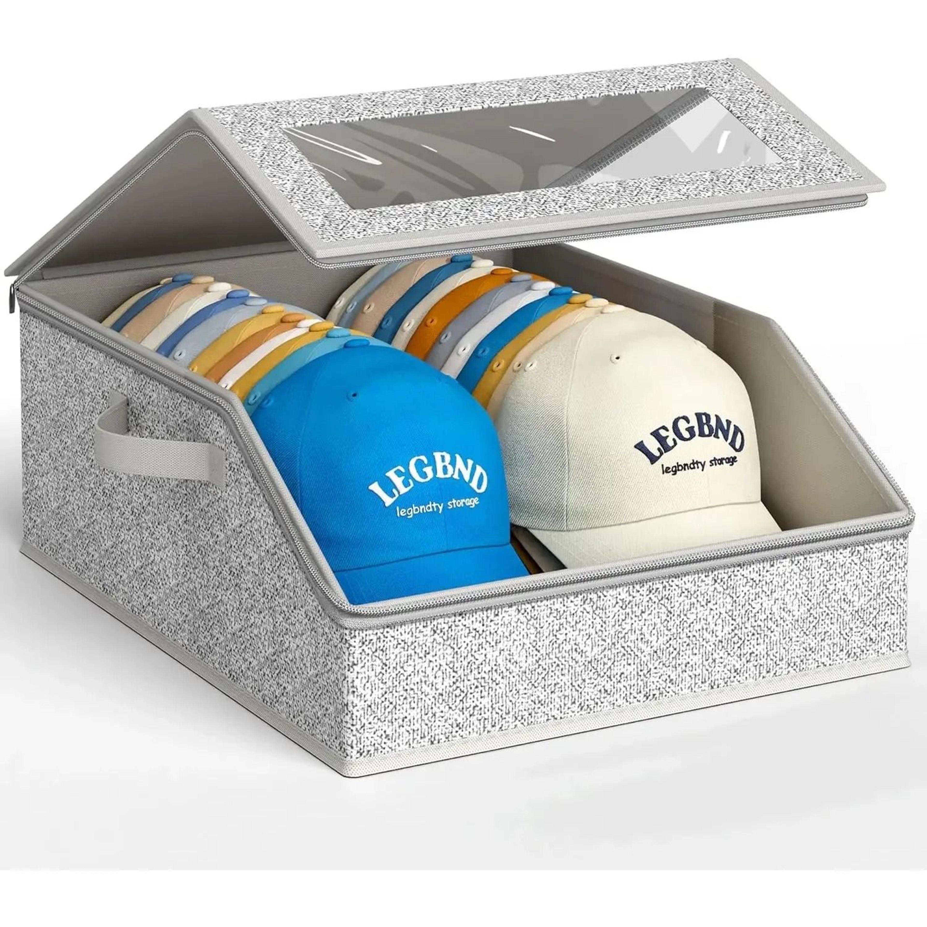 foldable baseball cap storage box – dustproof zipper hat organizer for wardrobes