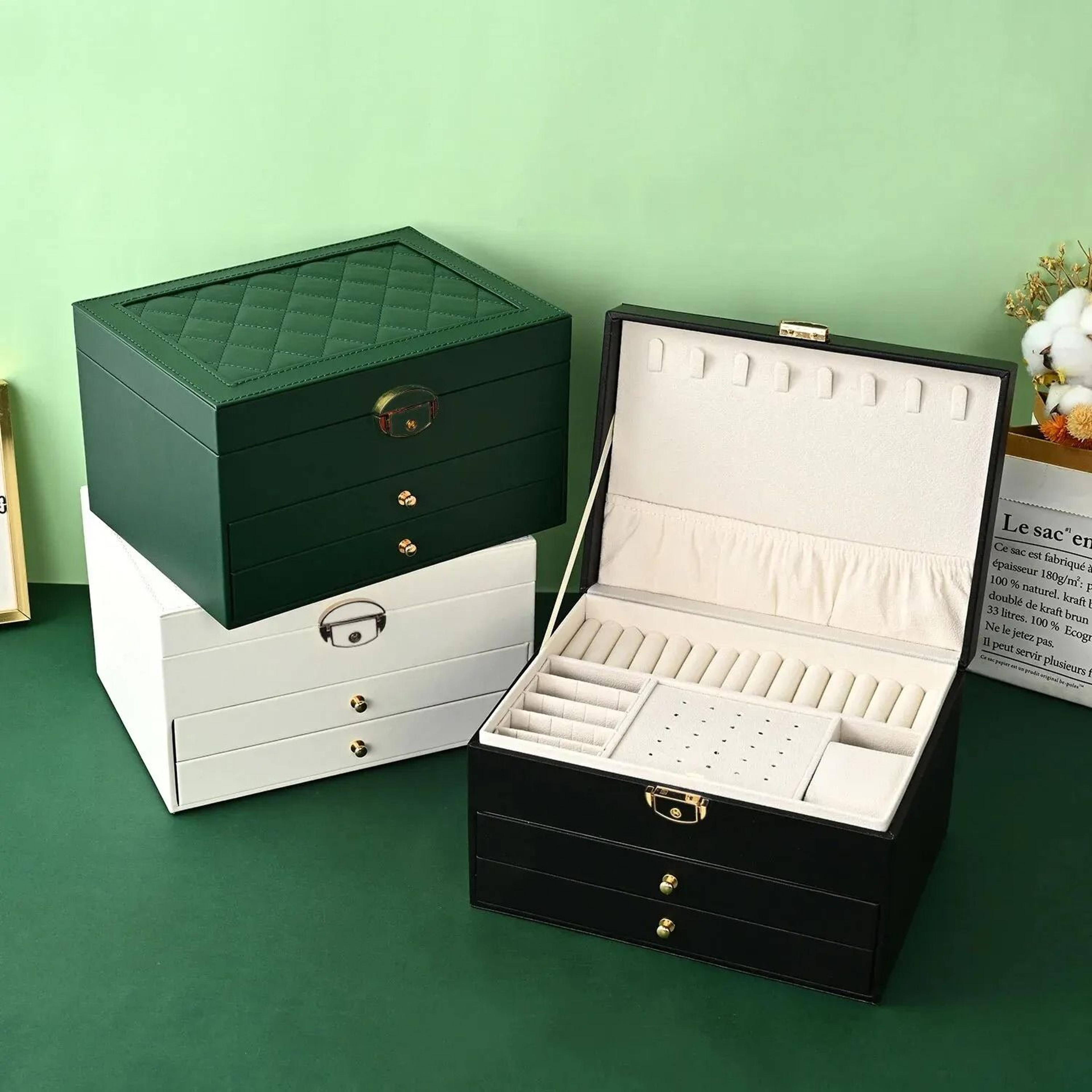 high-end multi-layer leather jewelry box – large capacity household earring & accessory organizer