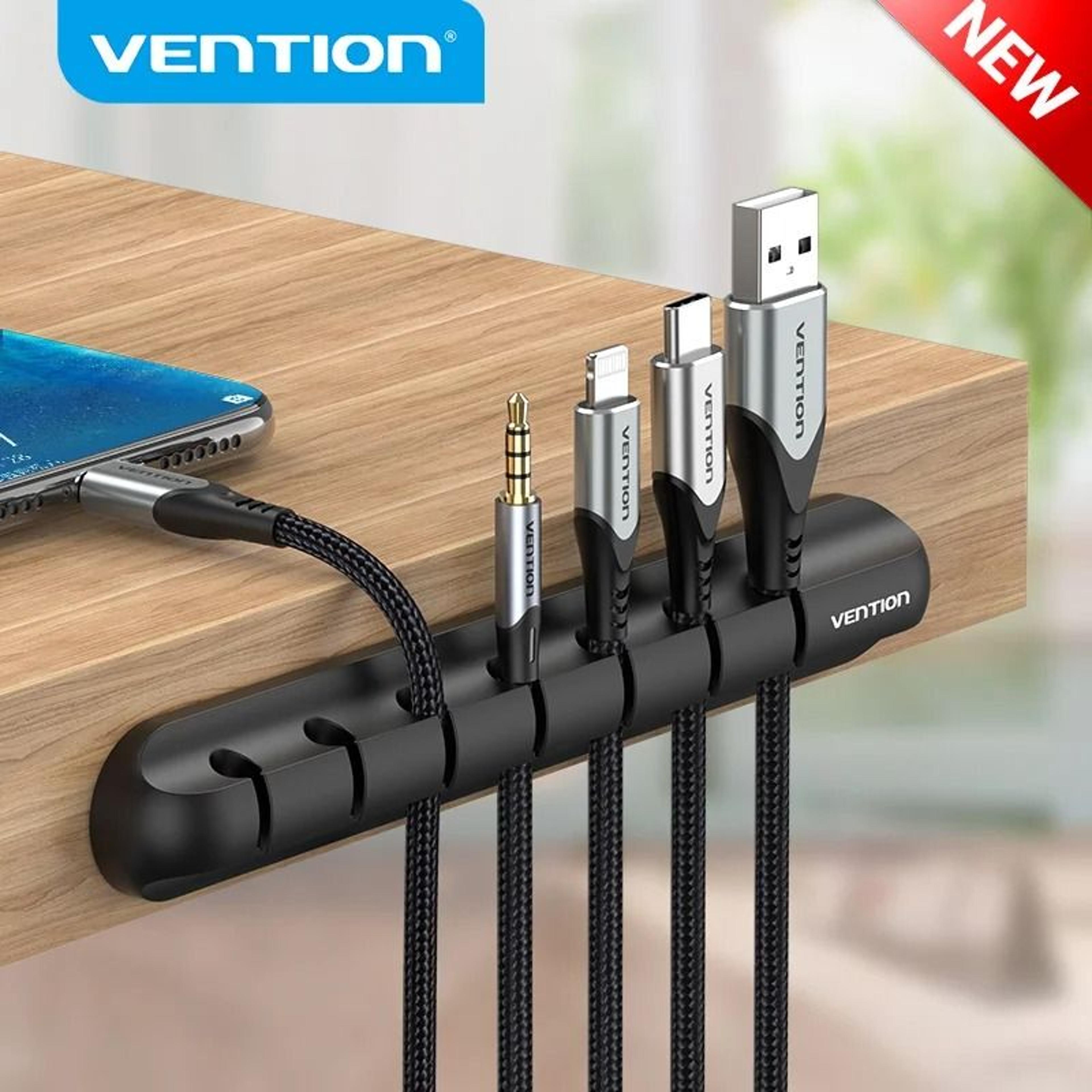 vention silicone cable organizer – high-performance flexible wire winder & usb management clips