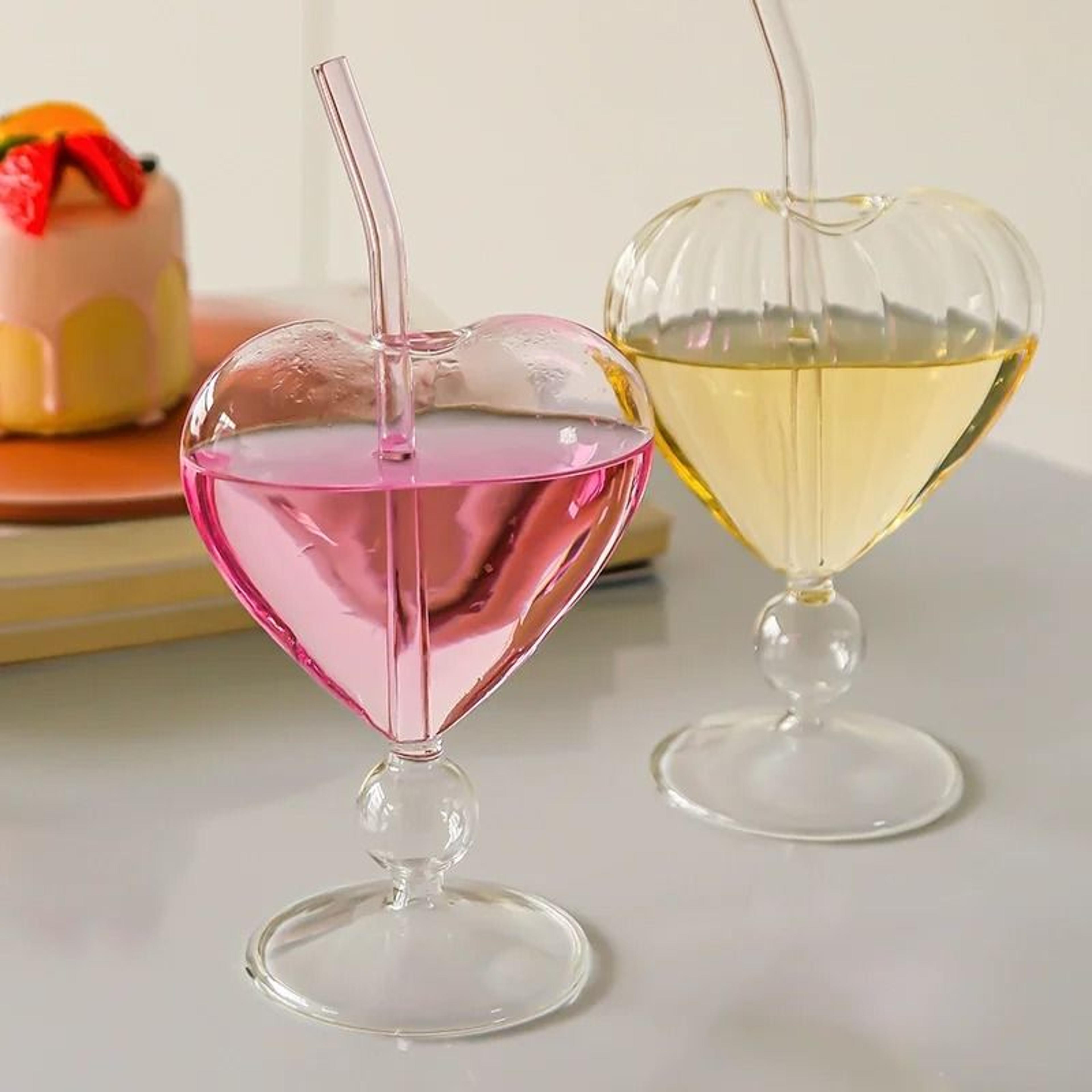ins heart shape glass mug – high-performance 220ml juice & cocktail tumbler