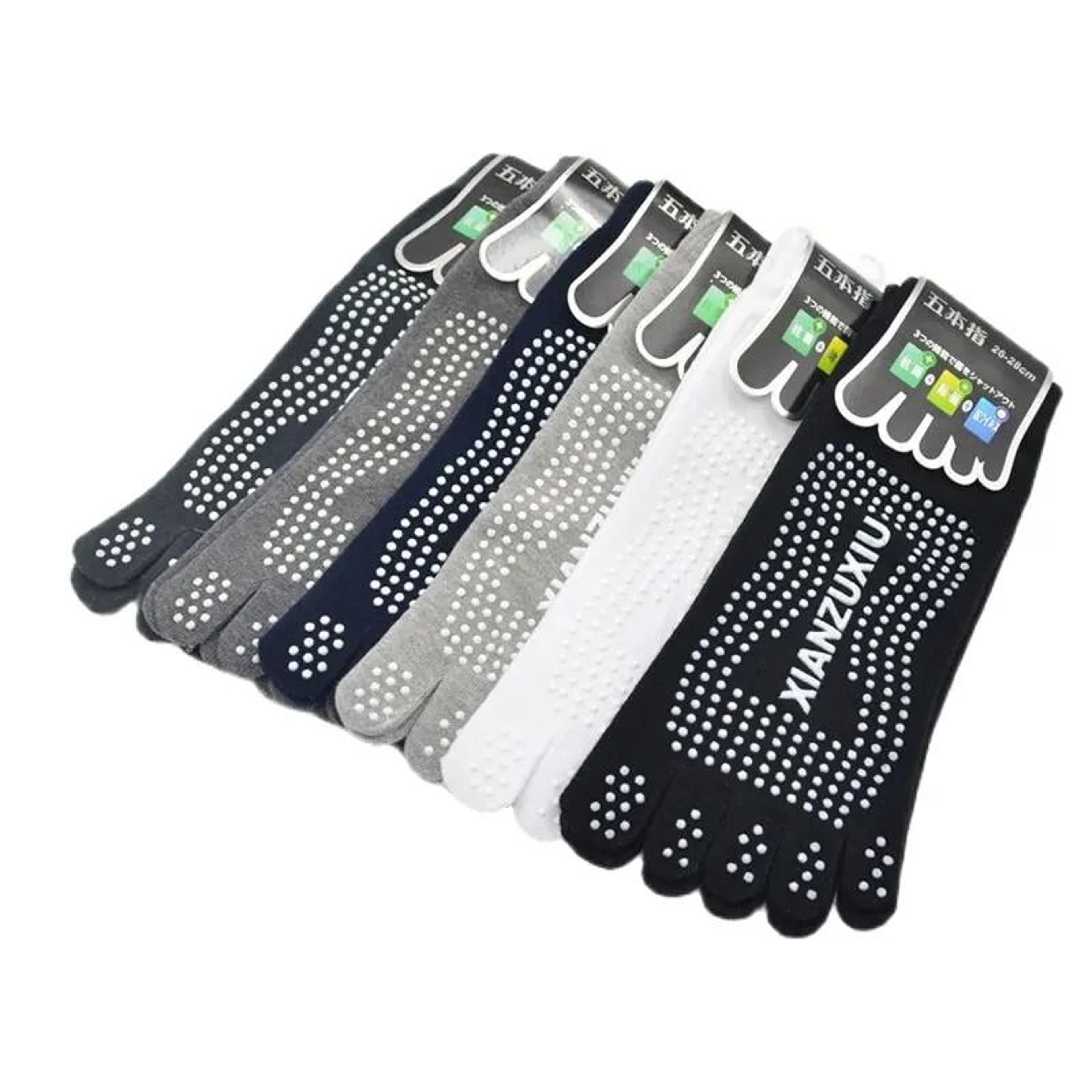 men pilates massage yoga socks cotton breathable non slip five finger five toe sports socks
