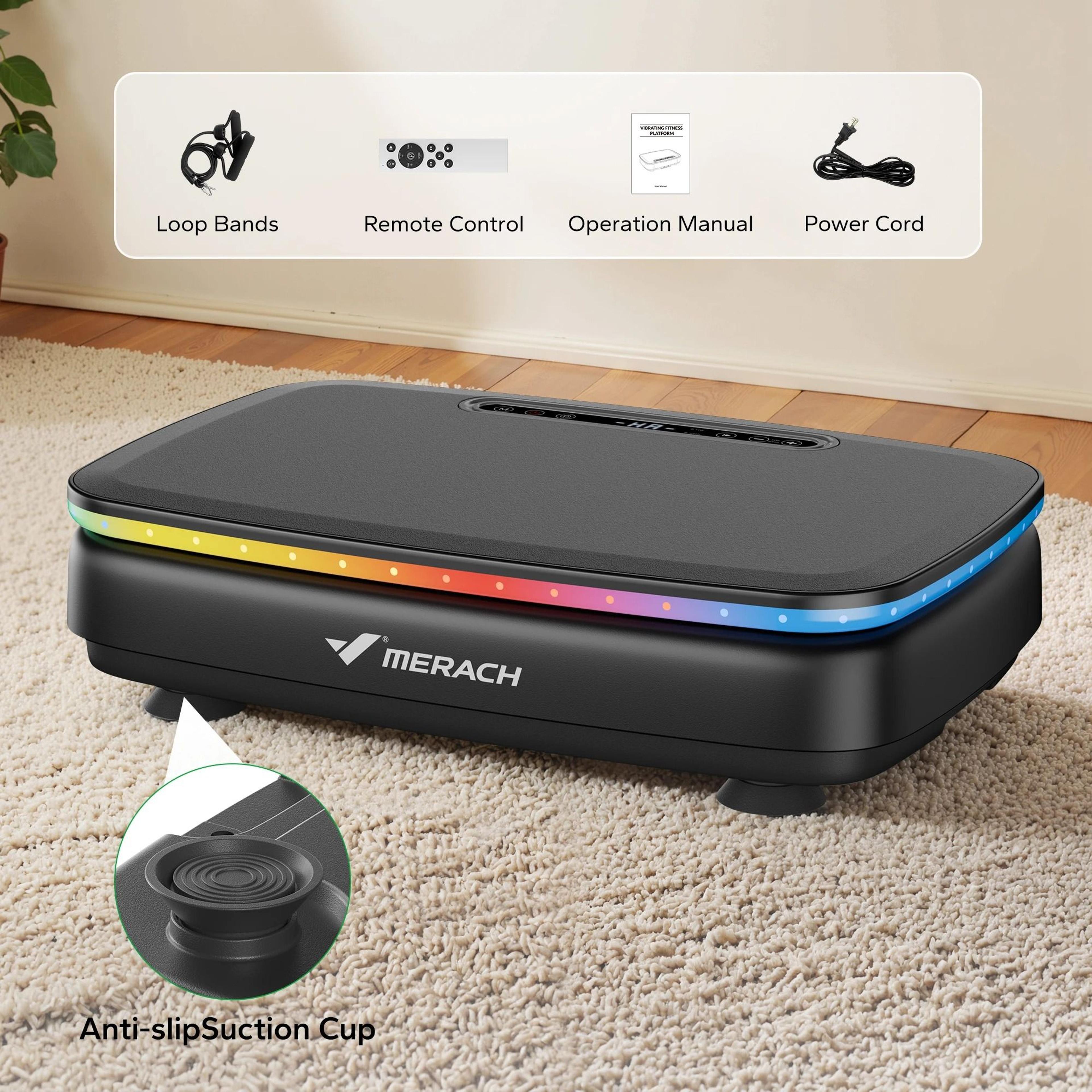 merach vibration plate exercise machine with integrated lighting | whole body workout power platform for lymphatic drain