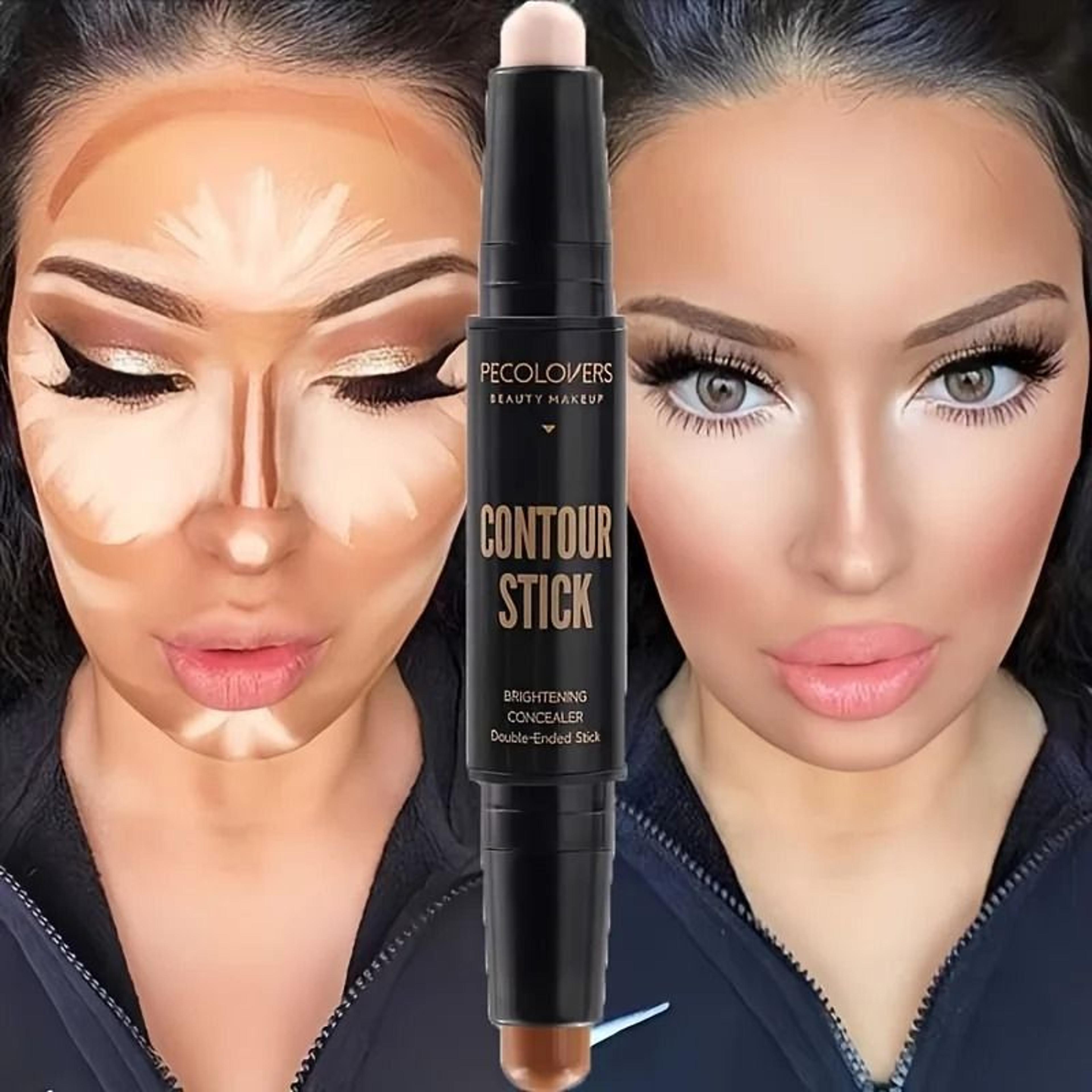 double-ended contouring stick | 2-in-1 concealer and highlighter for three-dimensional facial sculpting
