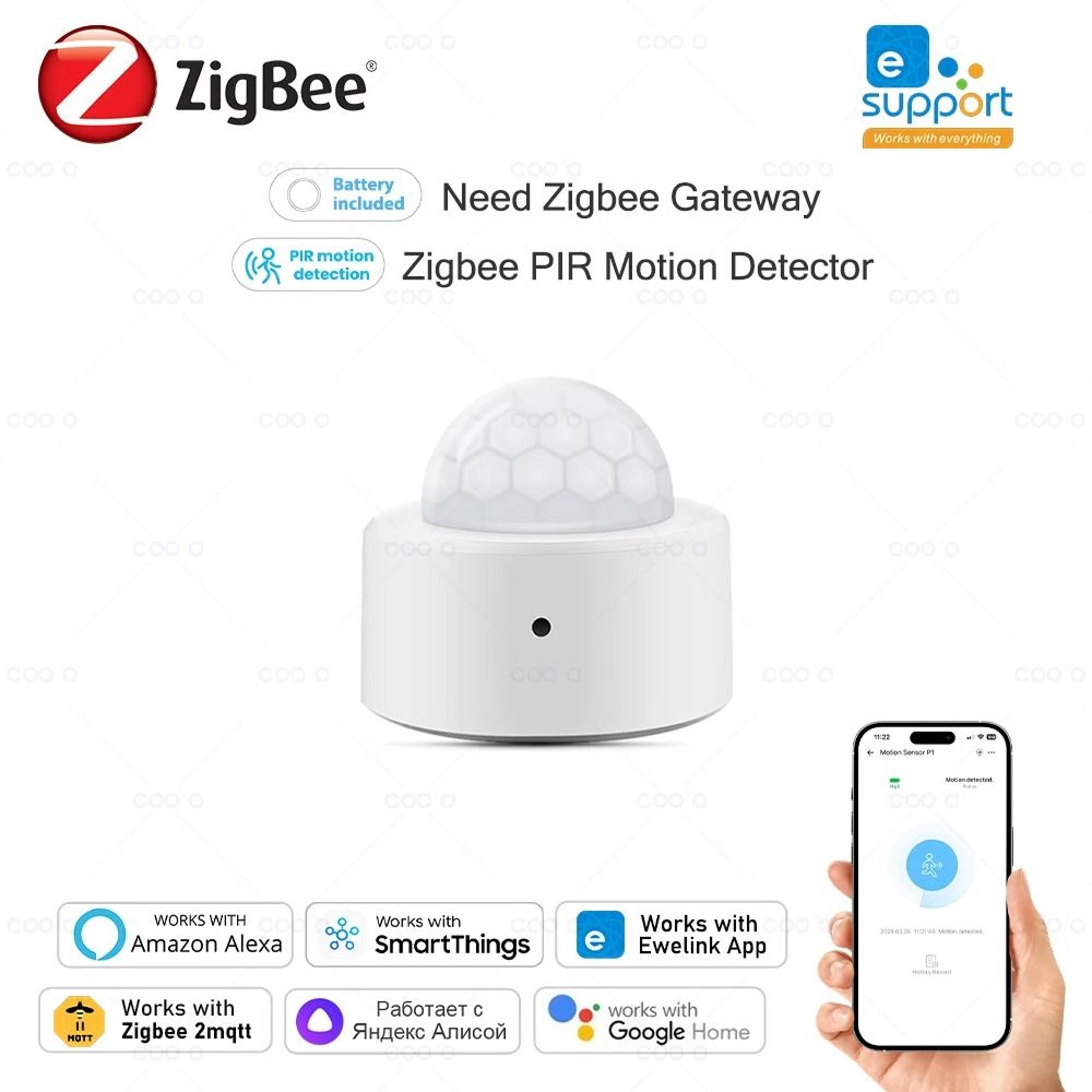 ewelink zigbee 3.0 mini pir motion sensor | human motion infrared detector security alarm