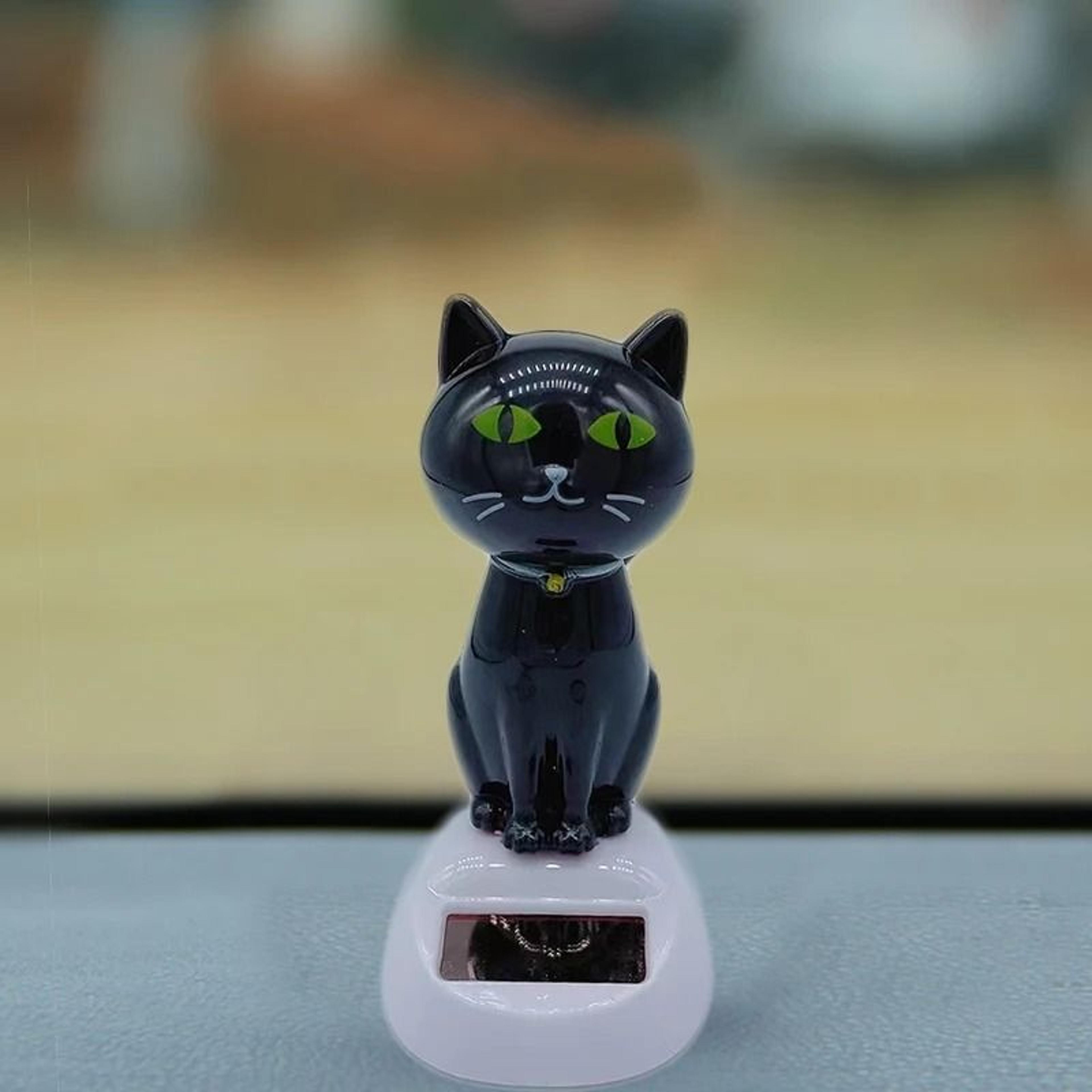 solar powered shaking head cat | creative cartoon interior car decoration & automotive gift