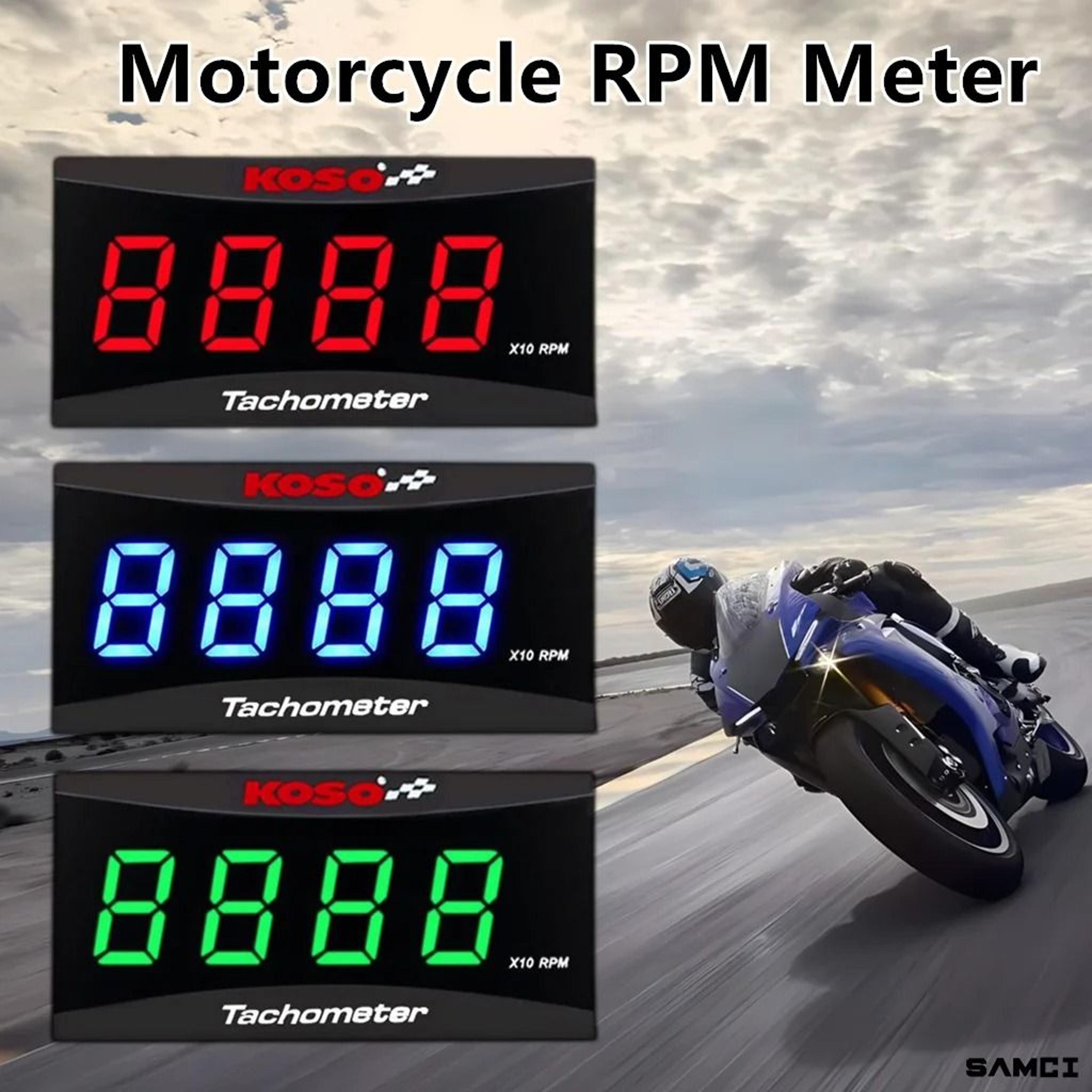 koso mini rpm meter | universal motorcycle lcd digital tachometer for yamaha, suzuki, kawasaki & bmw