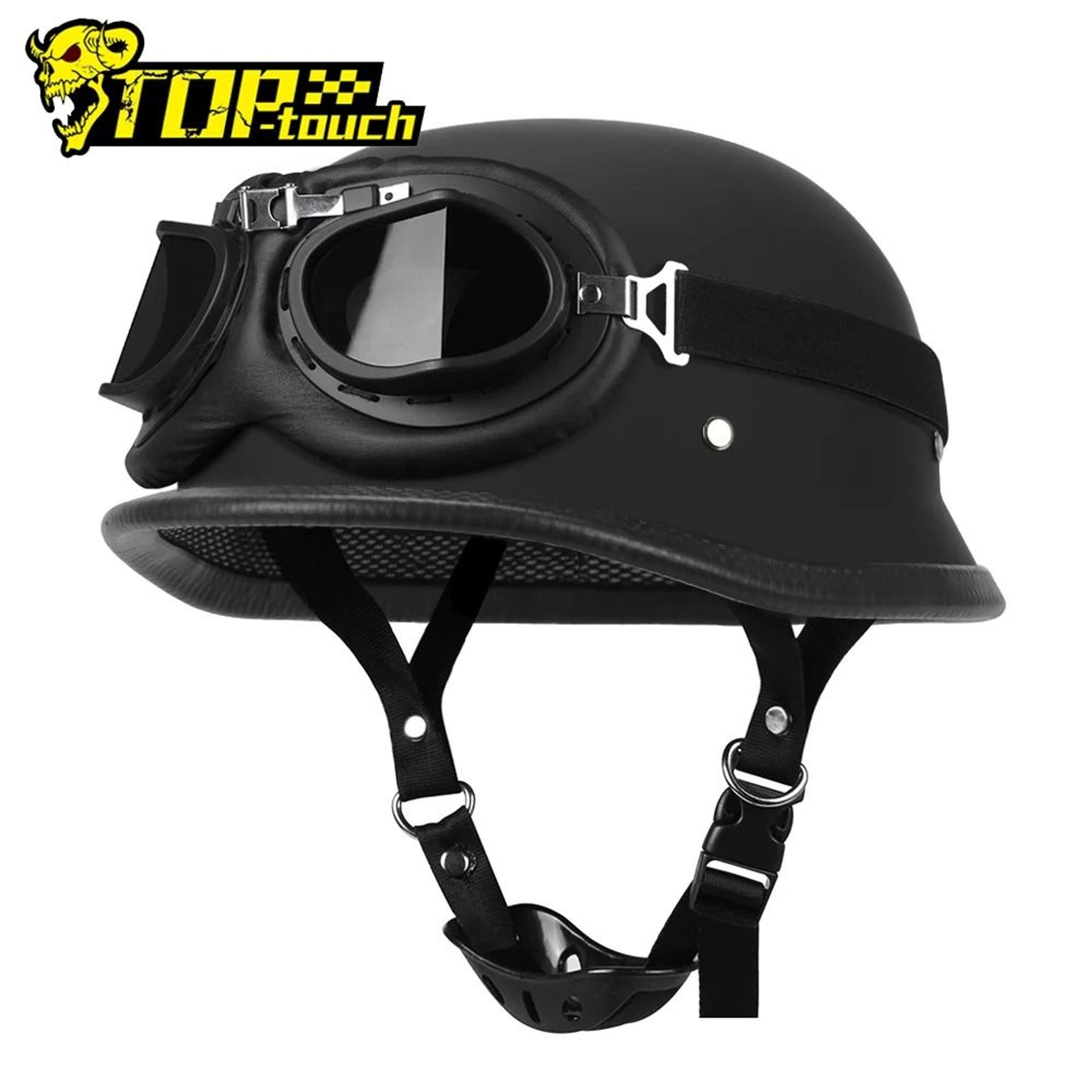 german leather vintage half helmet | dot certified open face biker pilot casco