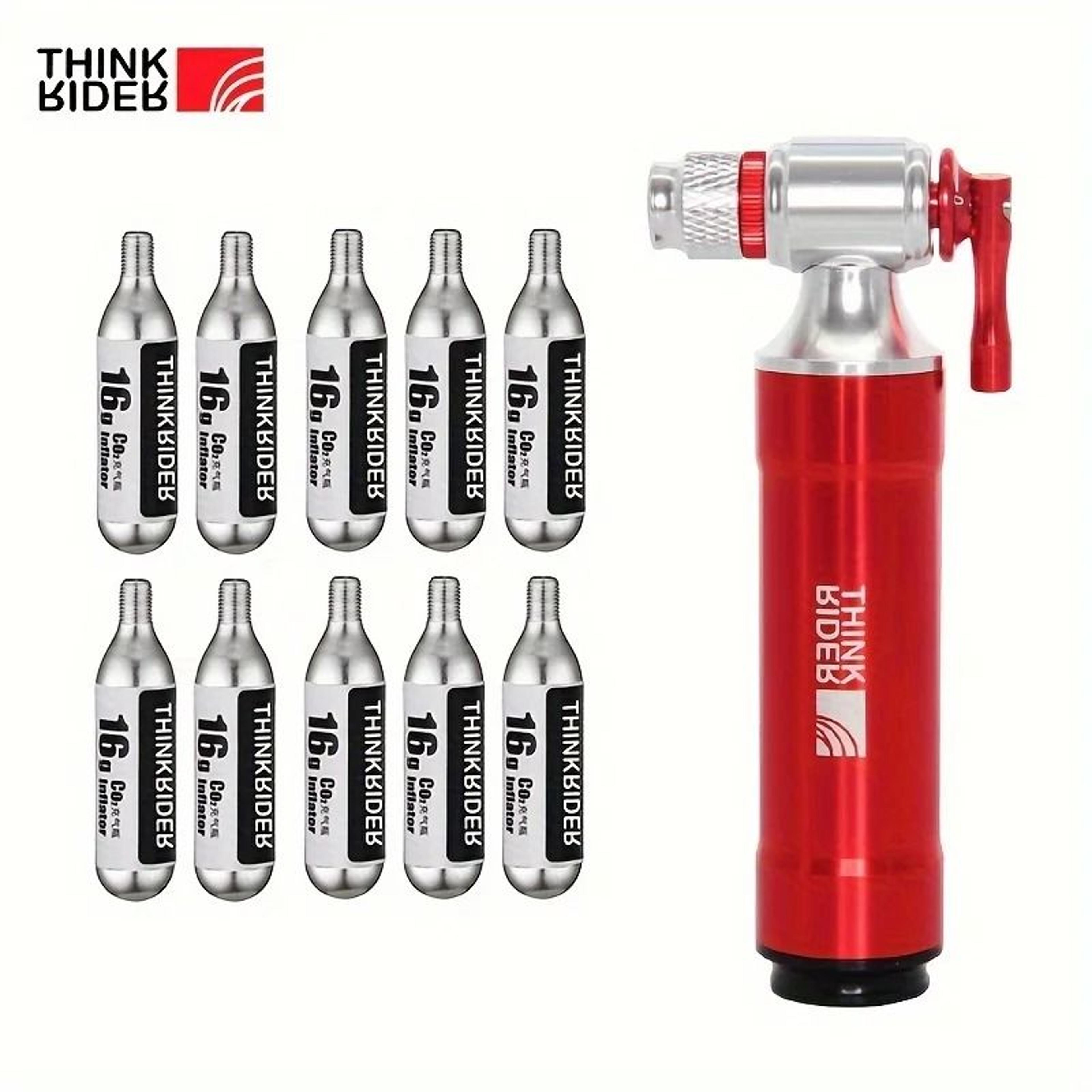 thinkrider co2 bicycle pump | ultra-lightweight aluminum inflator for presta & schrader valves