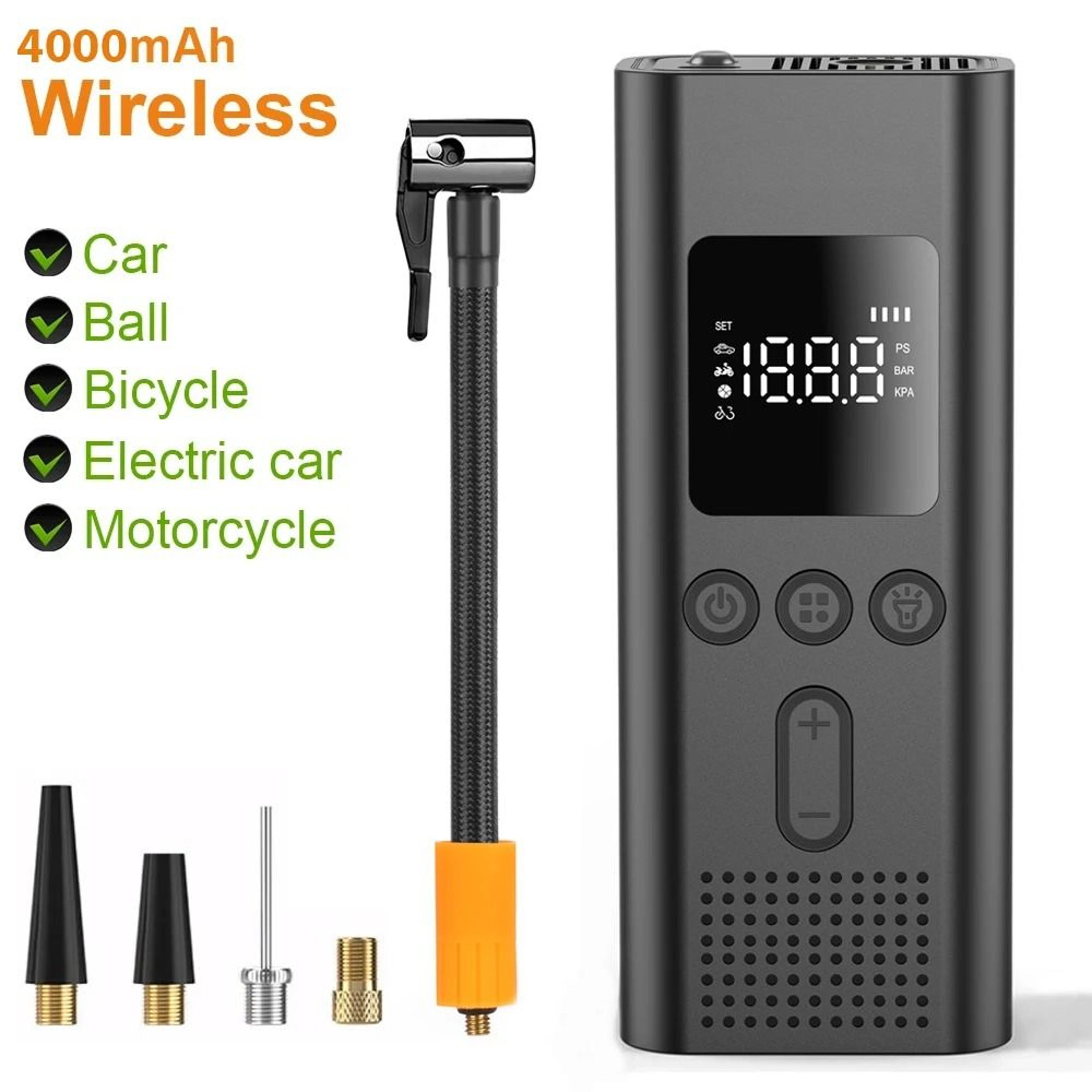 150psi wireless smart air pump | portable electric tire inflator for cars, motorcycles & bicycles