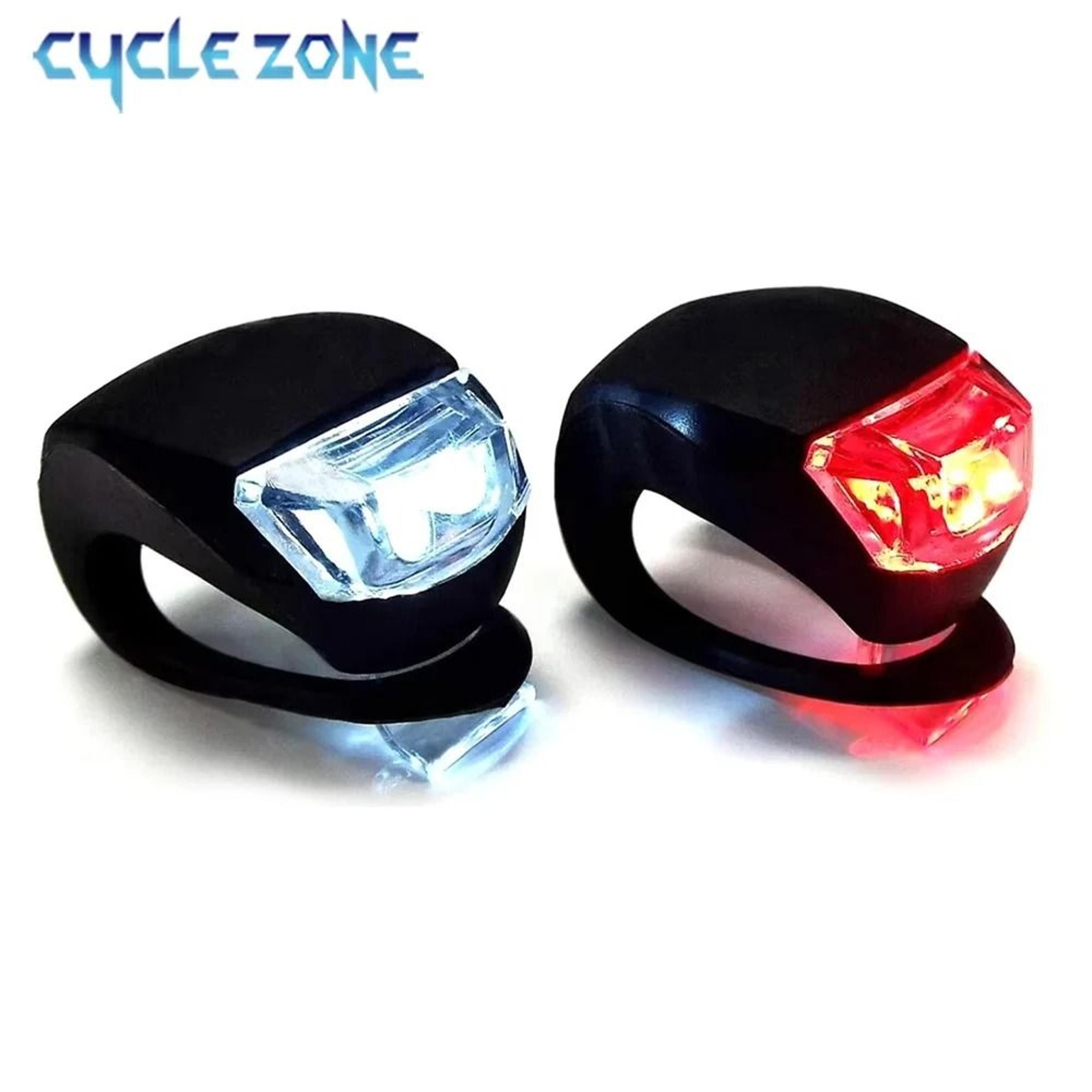 2-piece silicone bicycle light set | ultra-portable night riding safety warning headlight & taillight