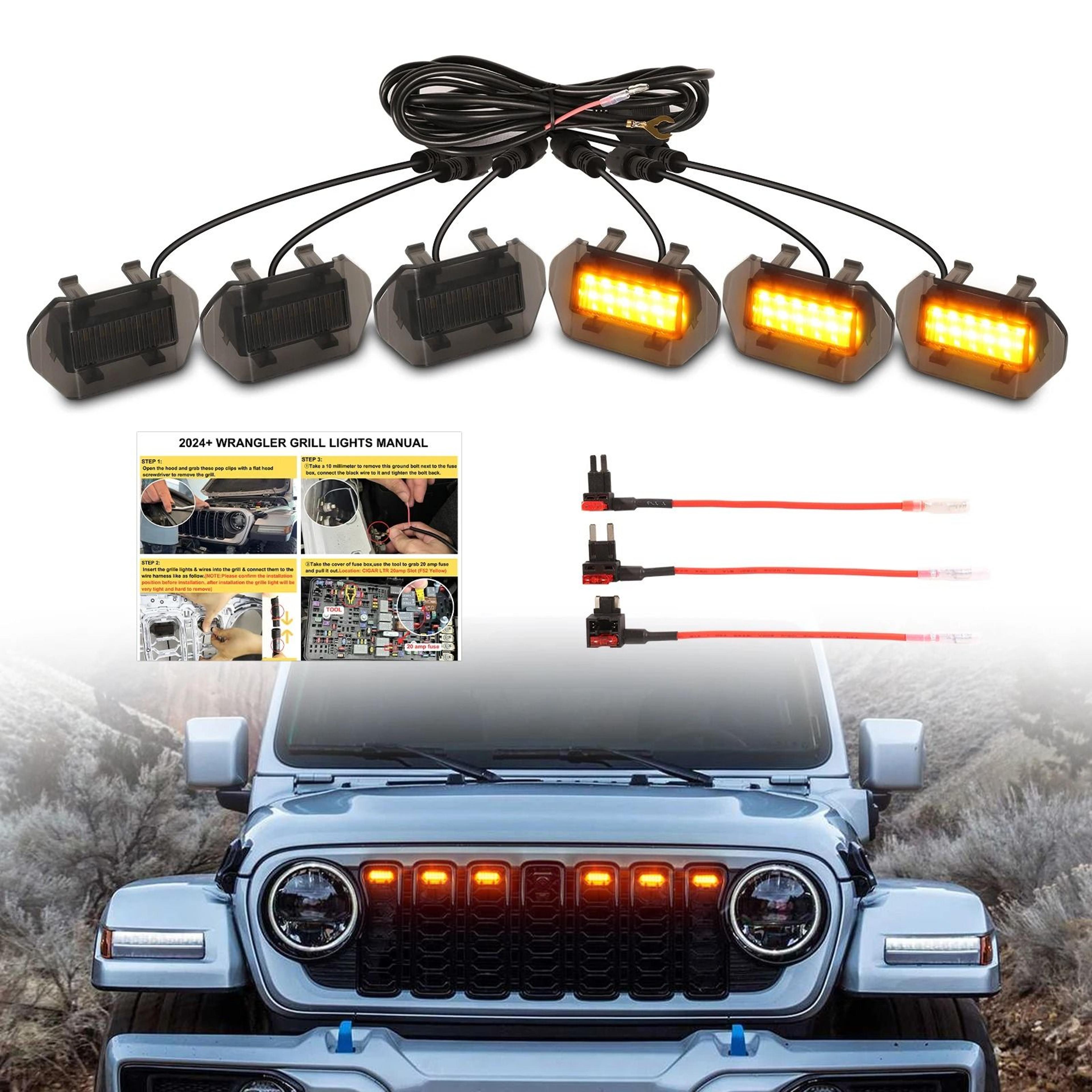 front grill led lighting kit | fit for jeep wrangler jl & jlu 2024–2026 | waterproof ip67 grille accessories
