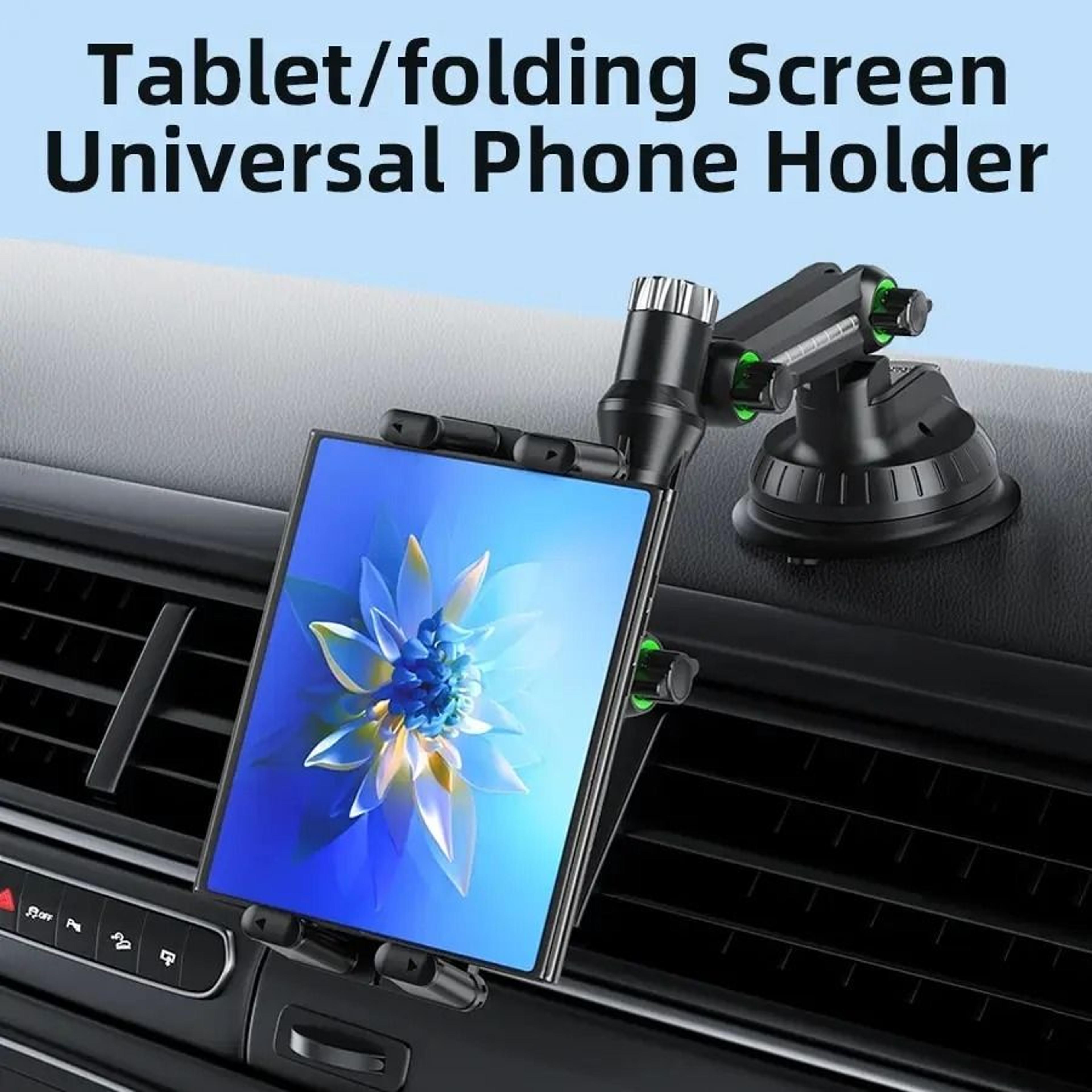 dashboard high-intensity tablet & phone suction mount | universal car holder for 7"–15" pads & folding screen phones