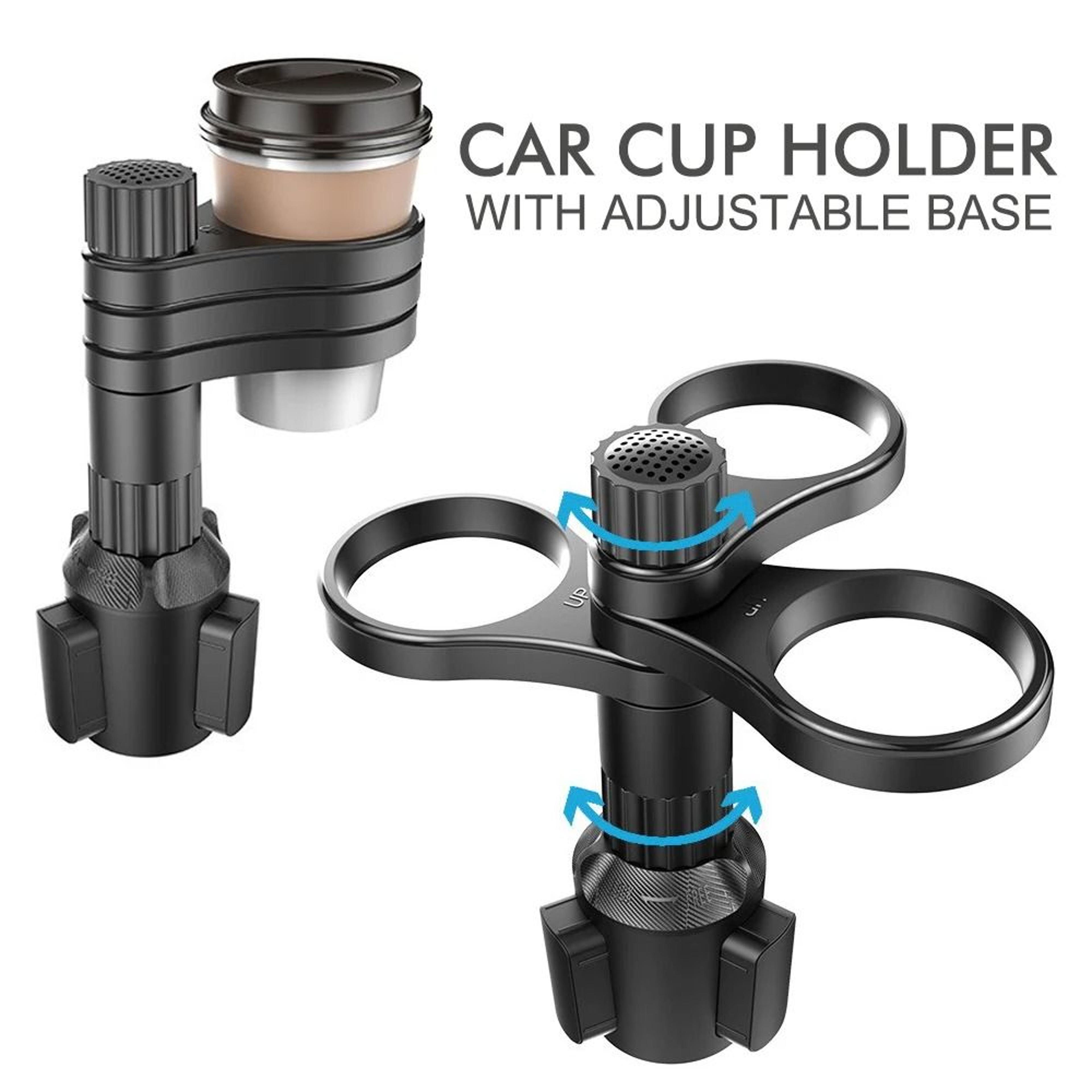 3-in-1 rotating car cup holder expander | adjustable multi-drink support & beverage bottle bracket