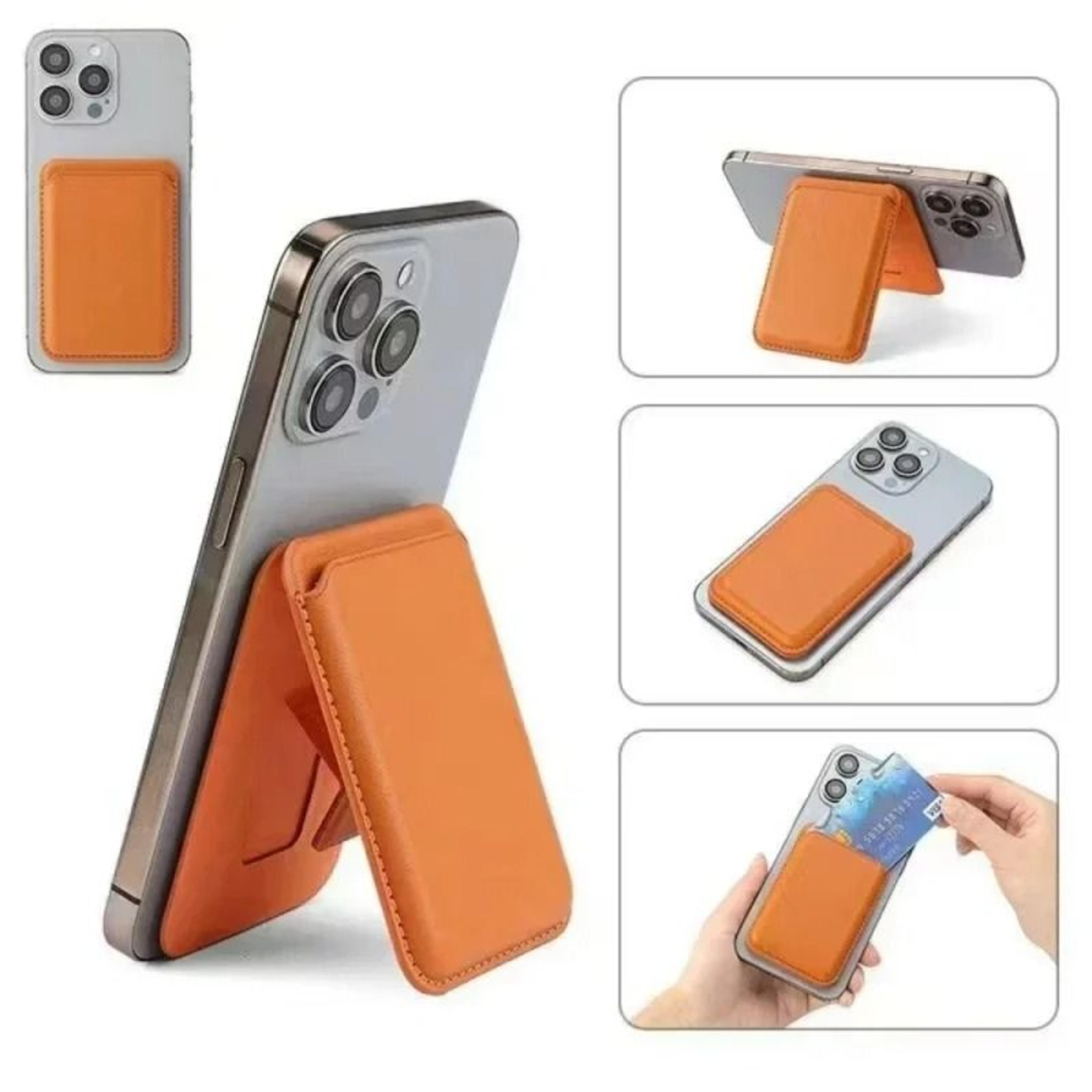 strong magnetic leather wallet with hidden stand | magsafe card holder for iphone 15, 14, 13 pro max