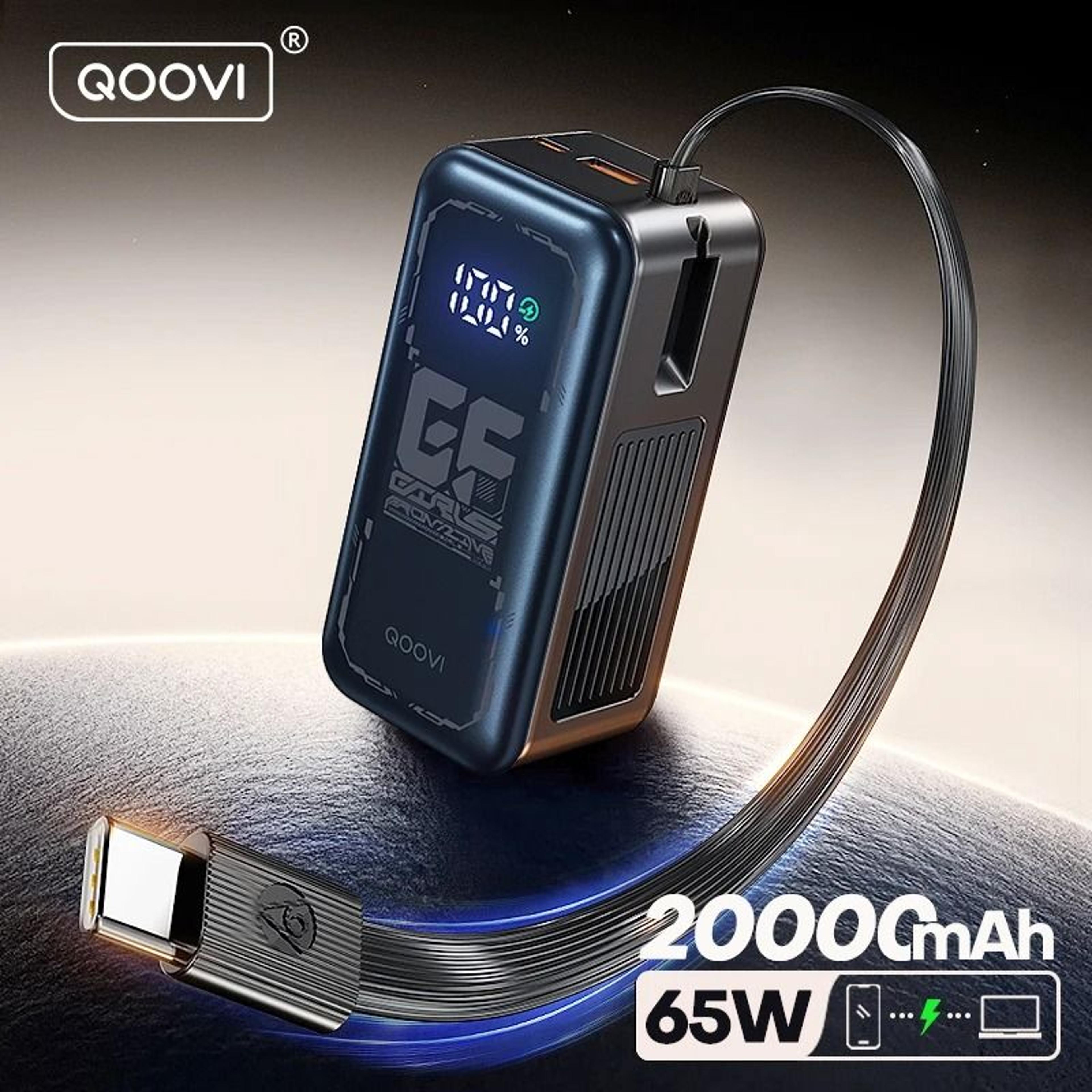 qoovi 20000mah pd 65w fast charging power bank | high-performance external battery for macbook, iphone 17 & laptops