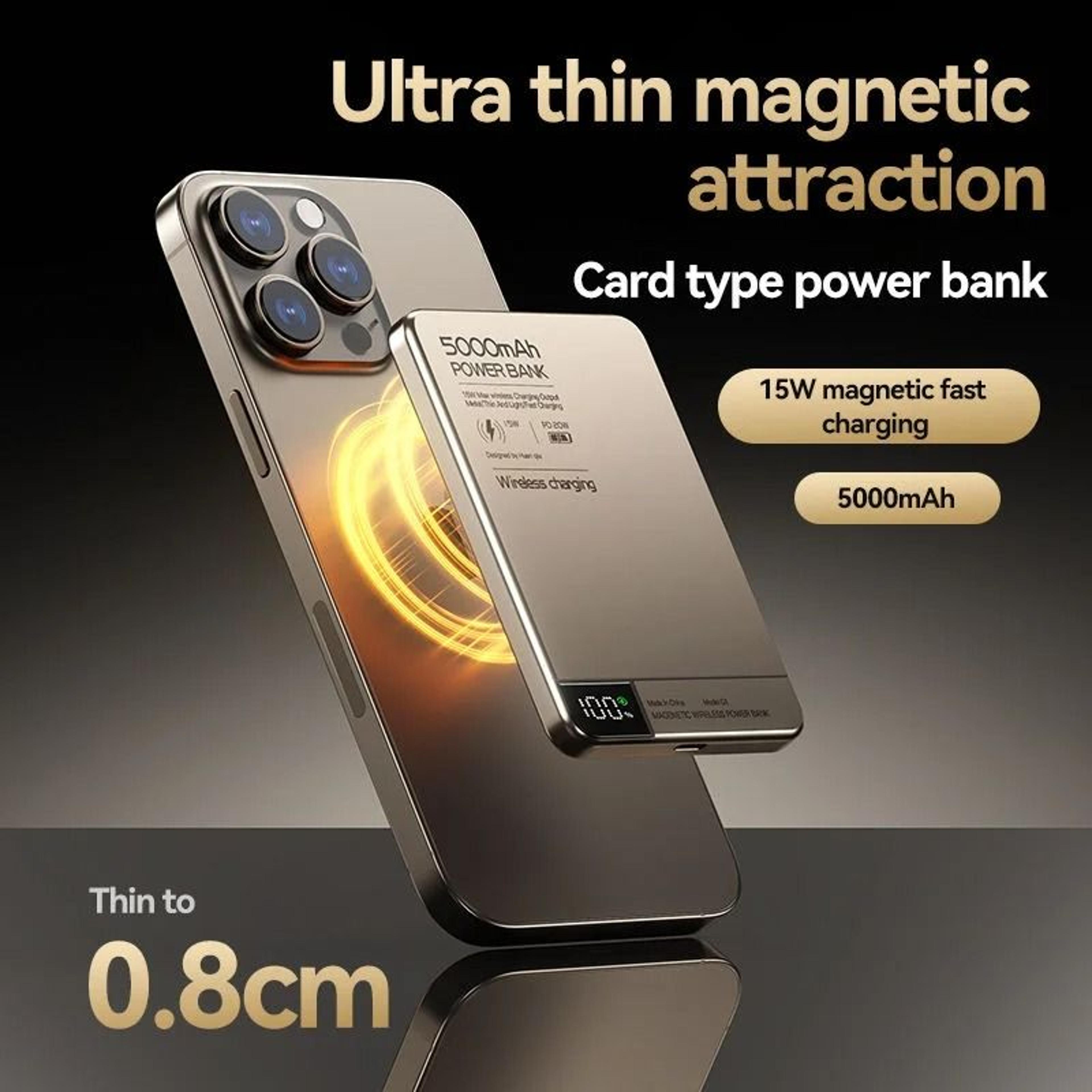 slim magnetic wireless power bank | 10000mah portable fast charging battery for iphone 16/15/14/13/12