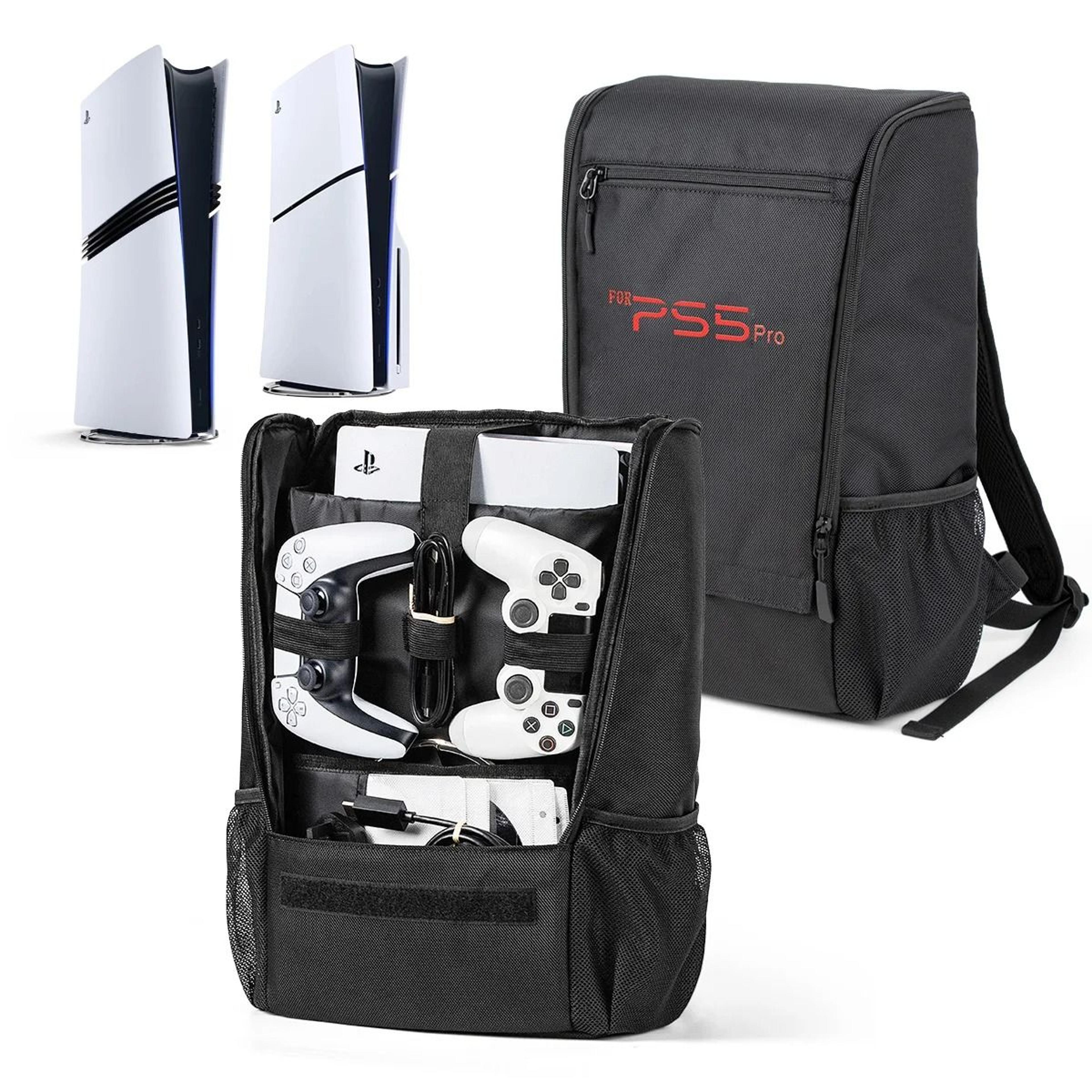 ps5 pro & slim travel carrying backpack | large capacity waterproof console case for disc & digital editions