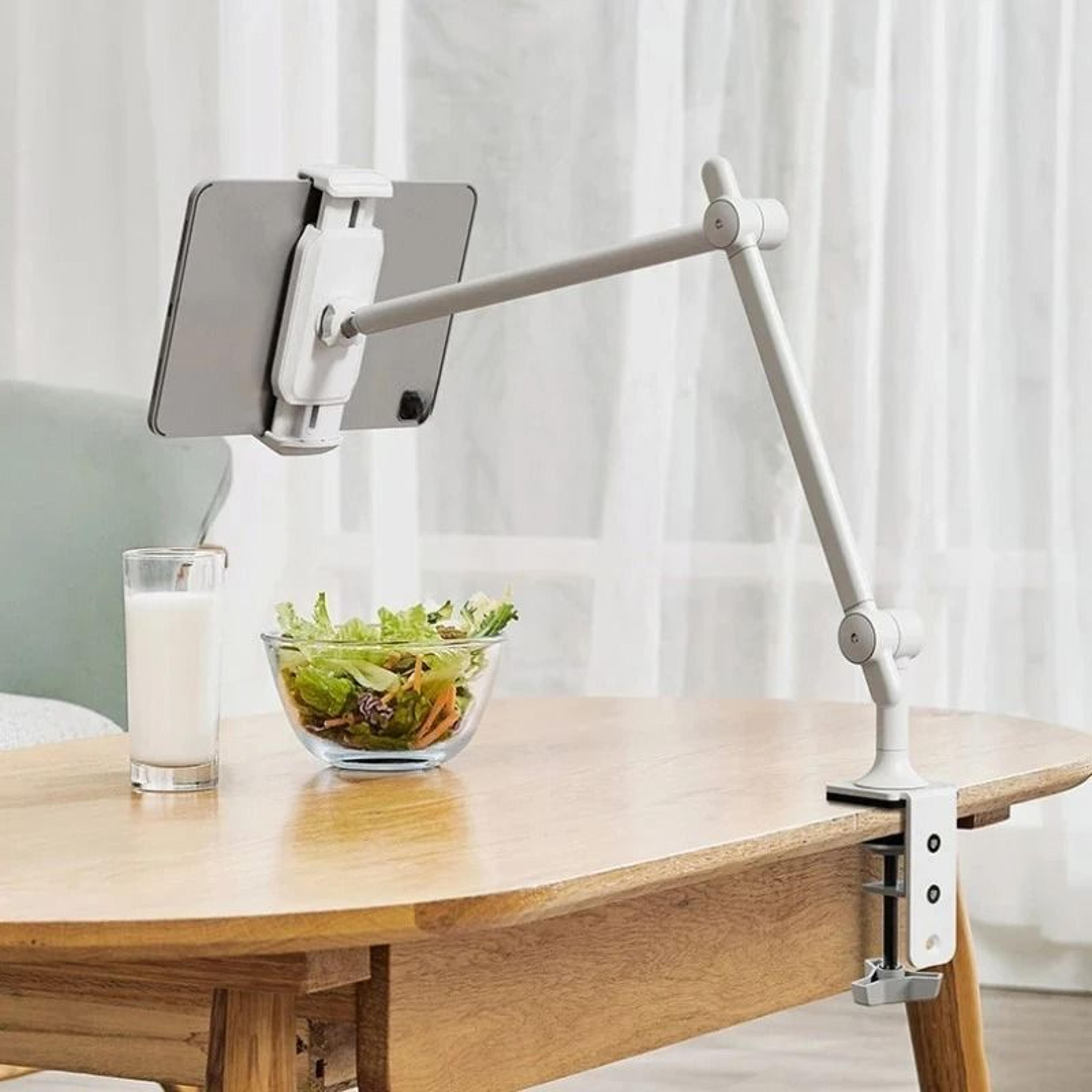 professional metal tablet stand | adjustable desk mount arm for ipad 12.9" and universal tablets