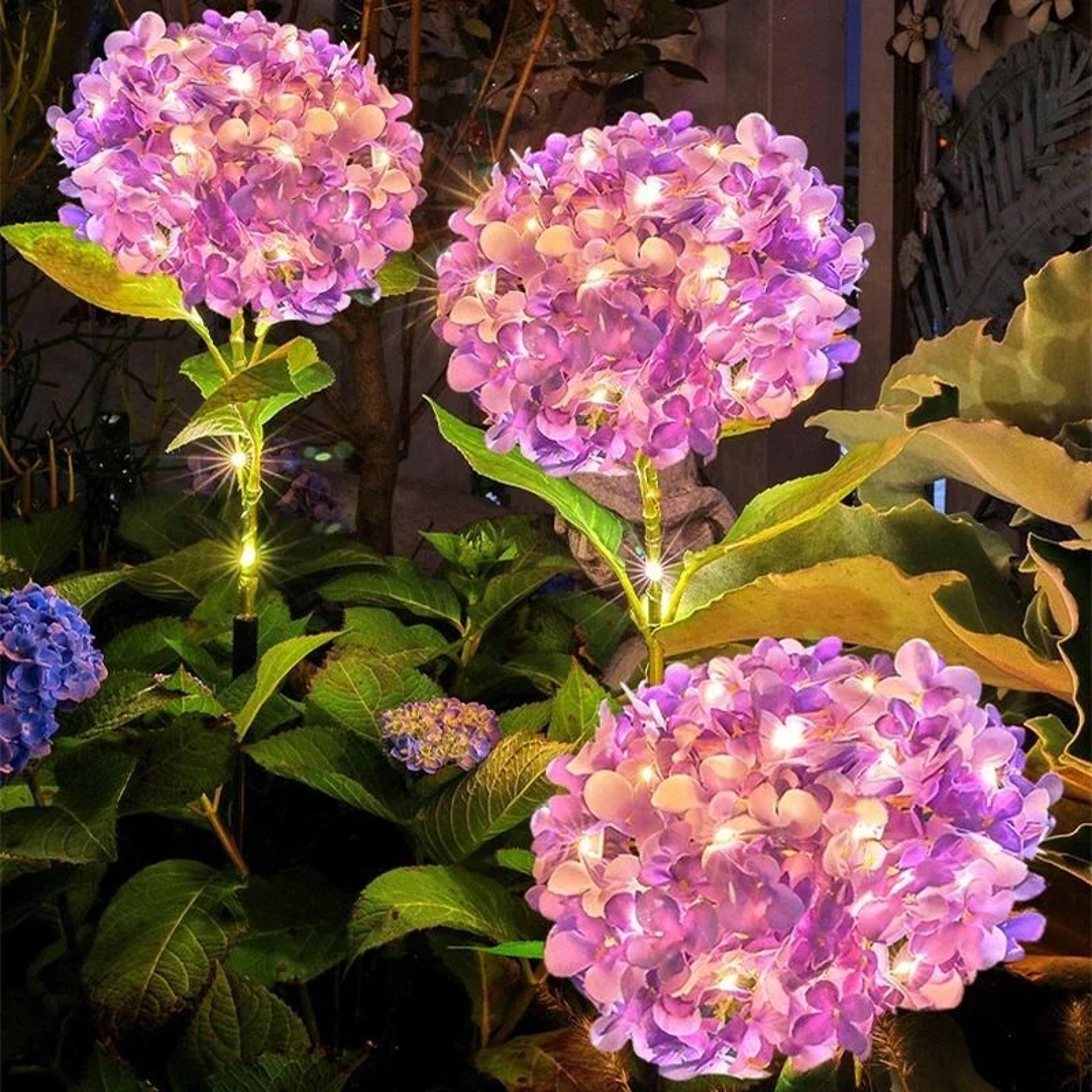 solar led hydrangea garden light | ip54 waterproof outdoor landscape floral lamp