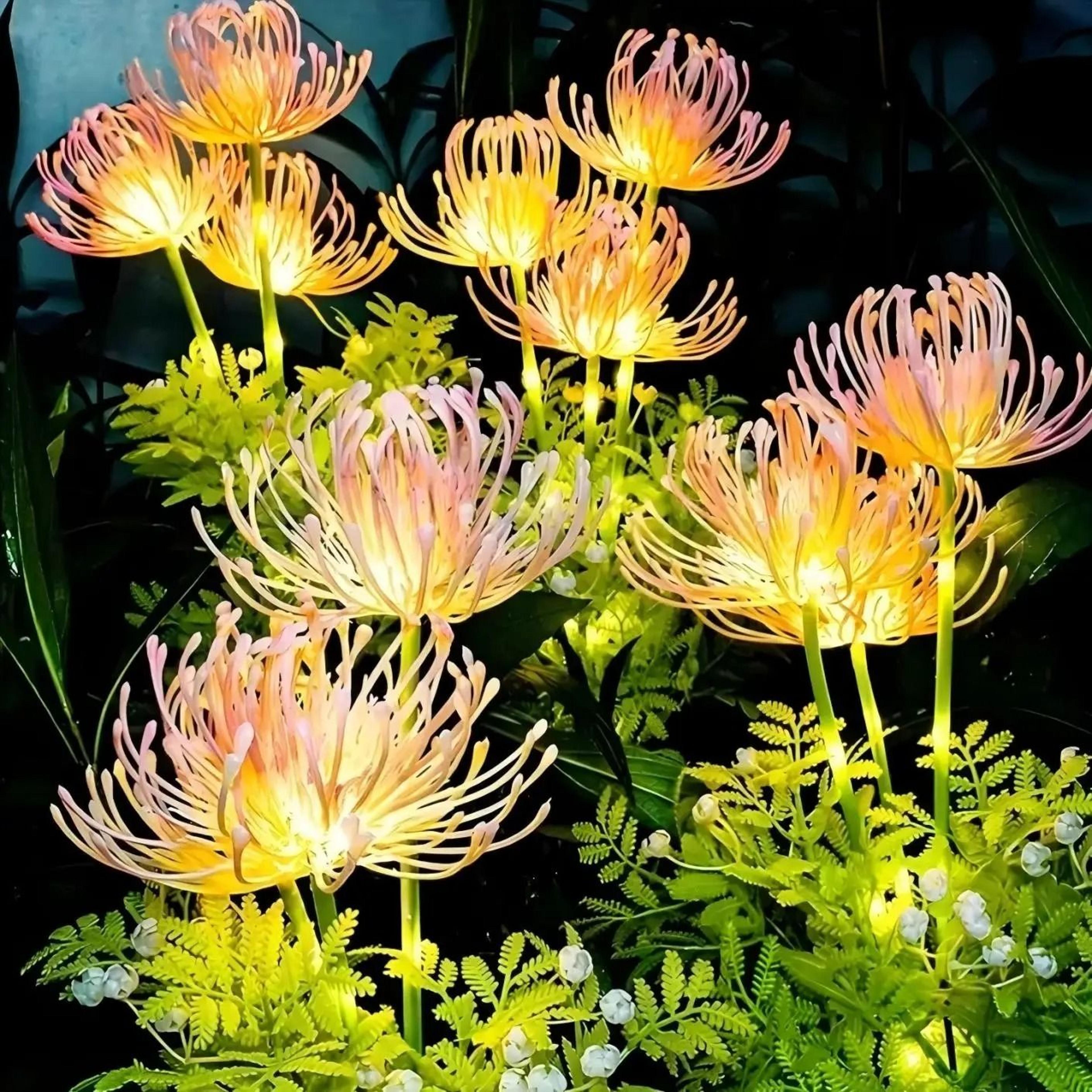 solar red spider lily garden lights | waterproof vibrant floral led outdoor decoration