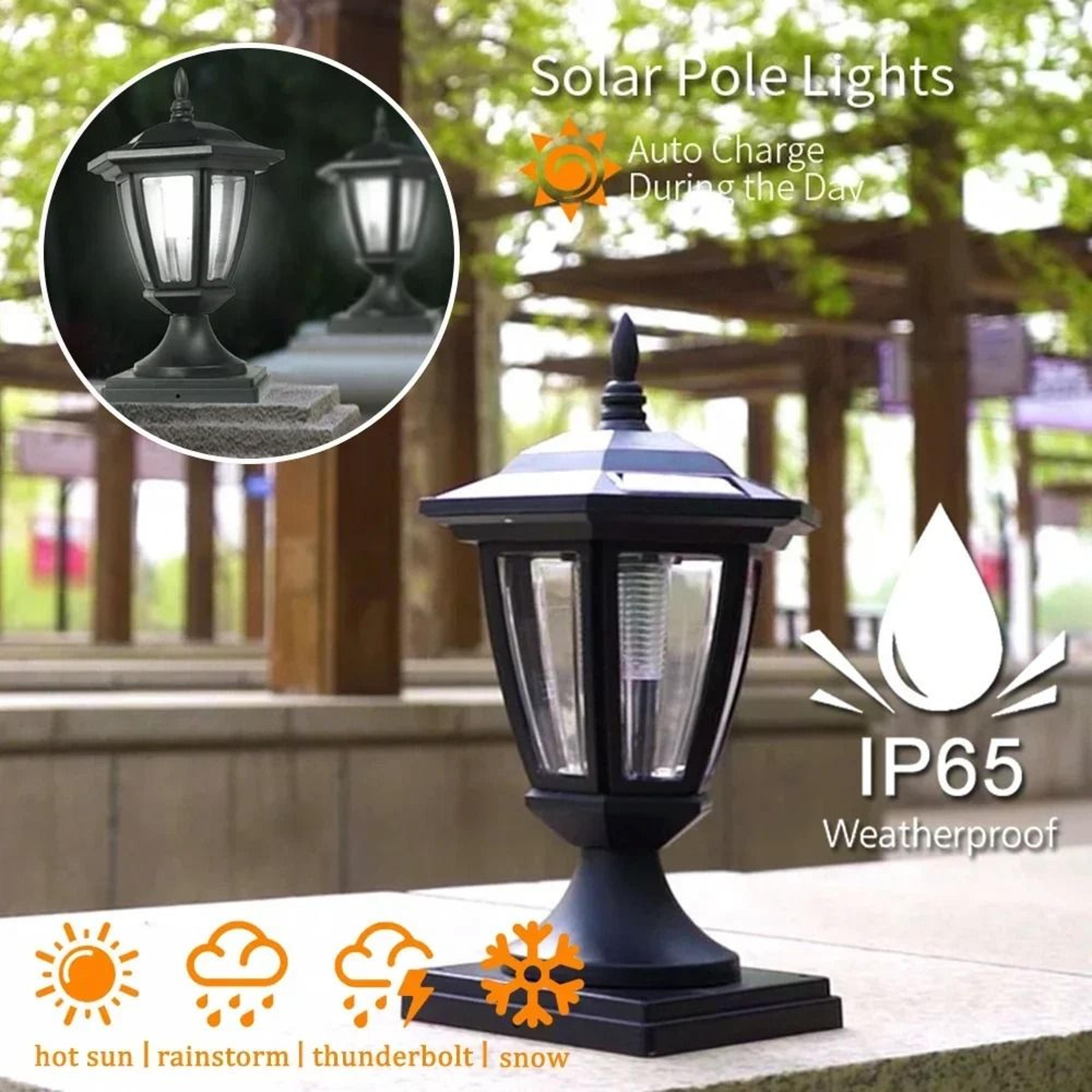 ip65 solar fence & gate post lamp | high-brightness waterproof outdoor security light for courtyards