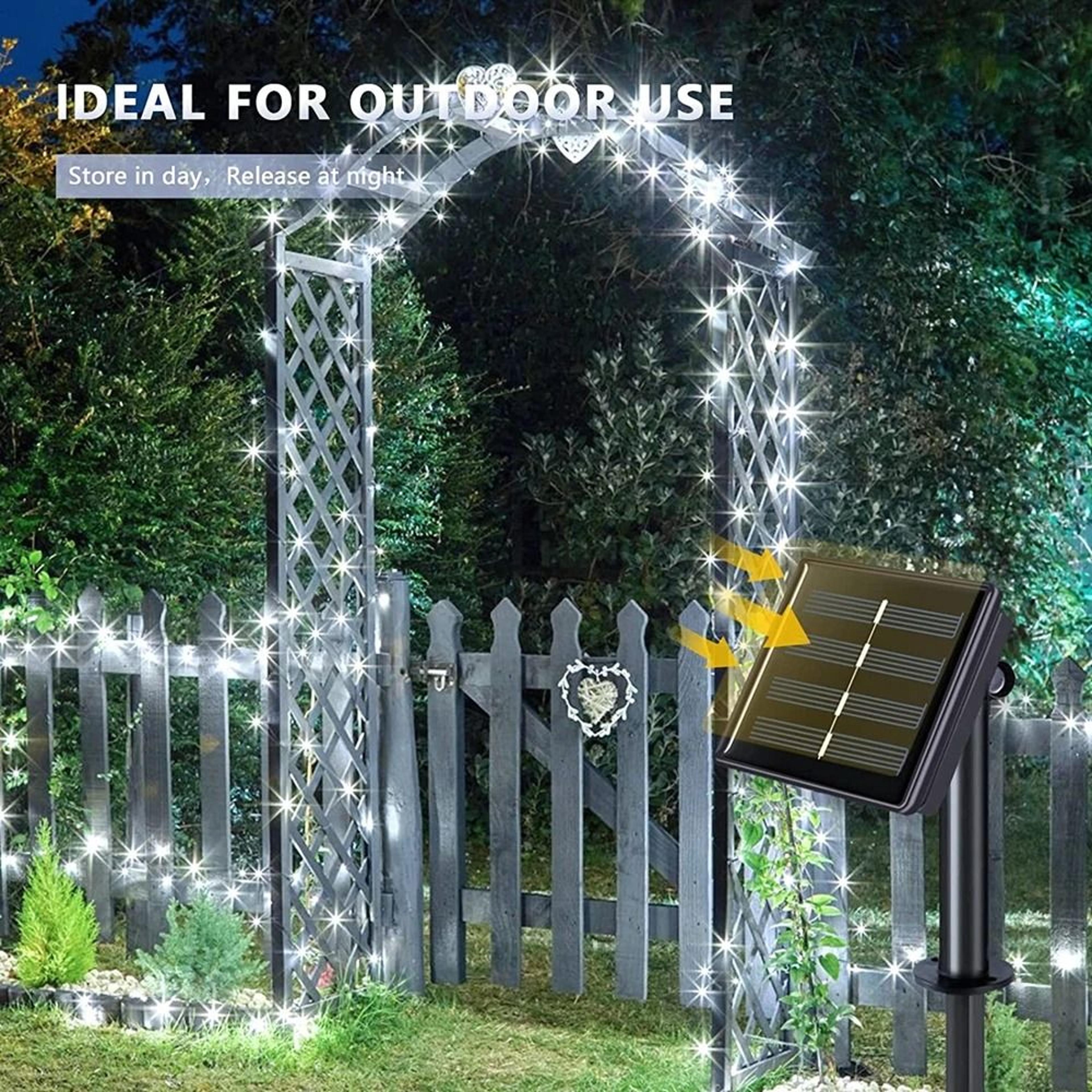 100-led solar fairy string lights | 12m waterproof outdoor twinkle lights for gardens & weddings