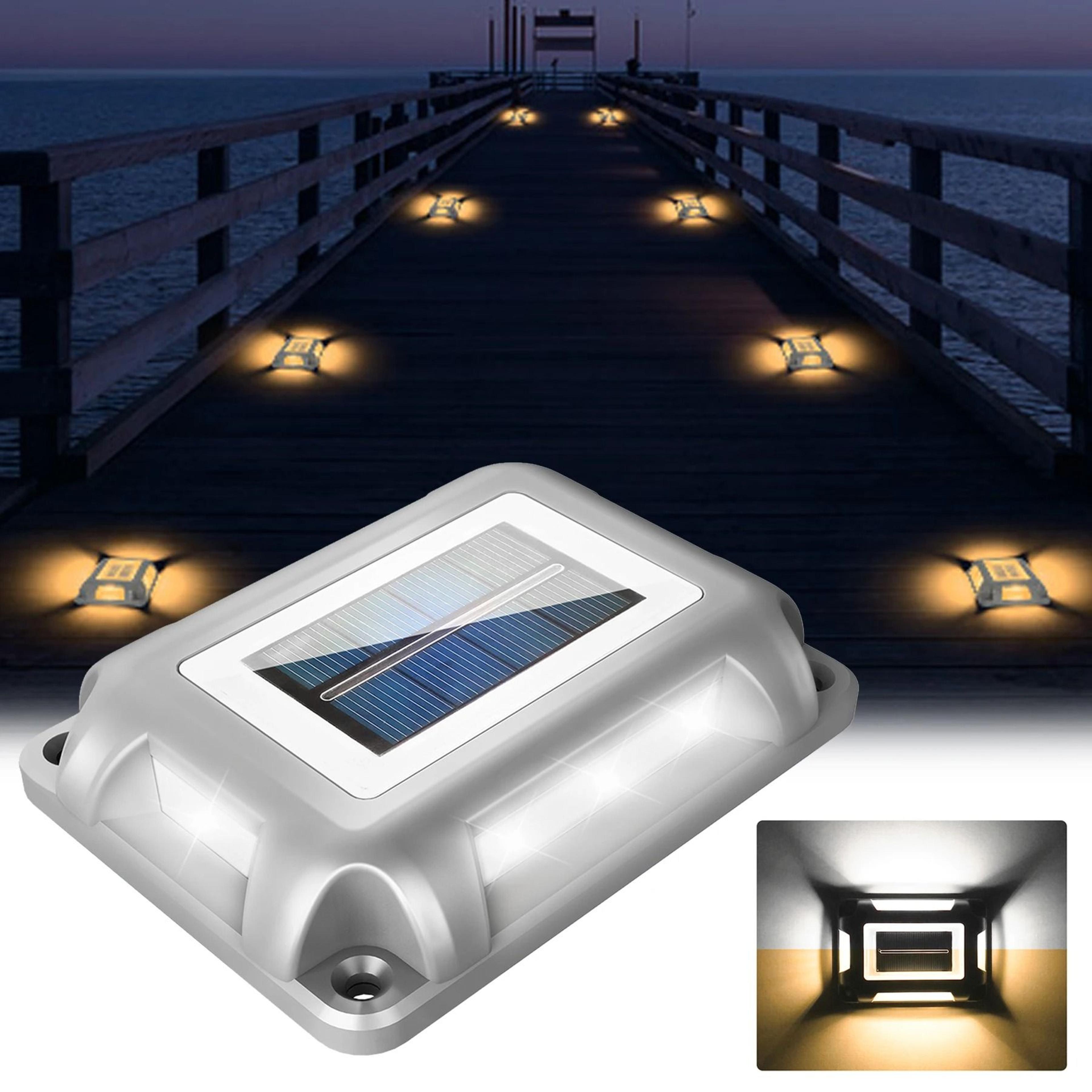 heavy-duty solar ground deck light | ip65 waterproof 16-led driveway & step marker