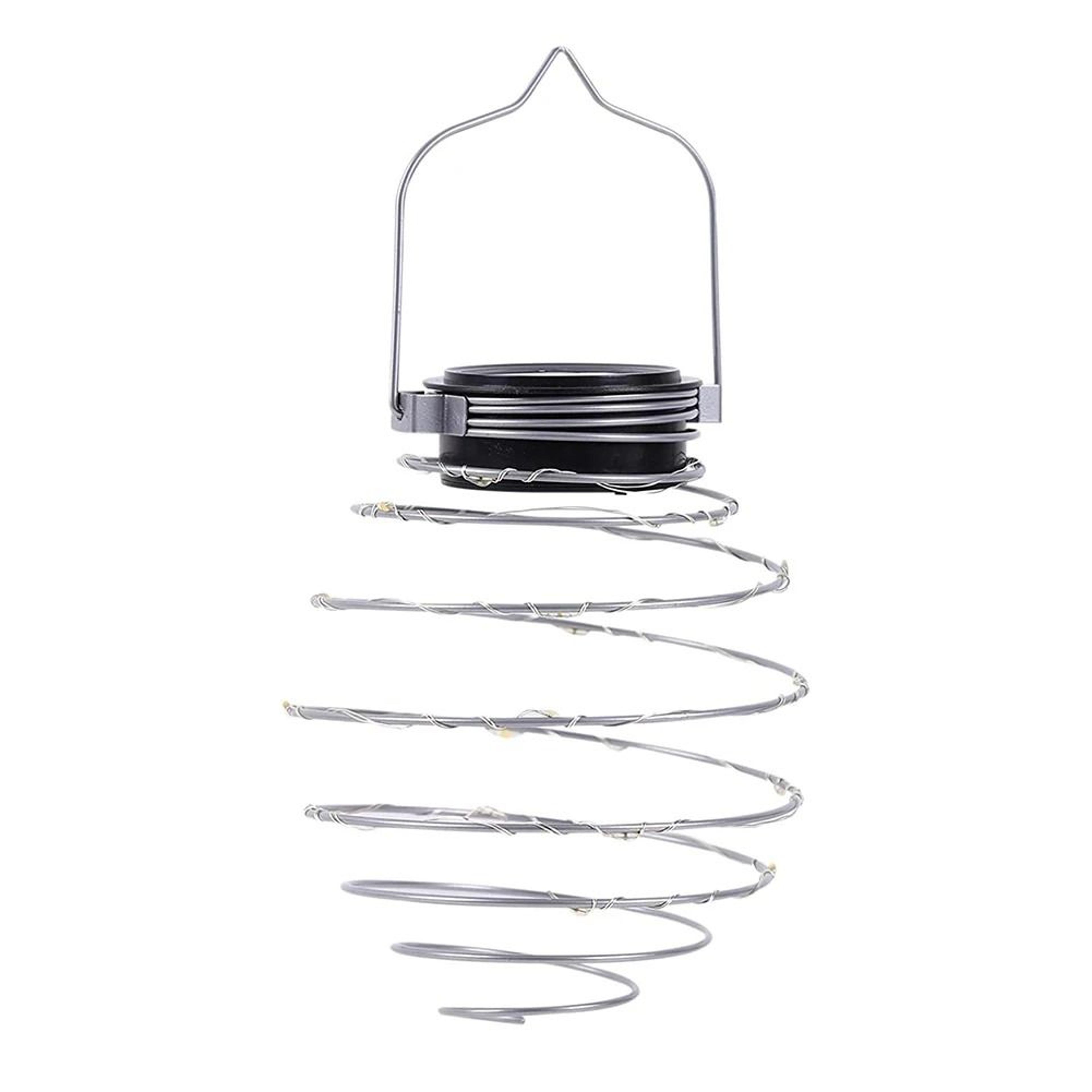 solar spiral iron art lantern | decorative 20-led hanging fairy lamp for garden & patio