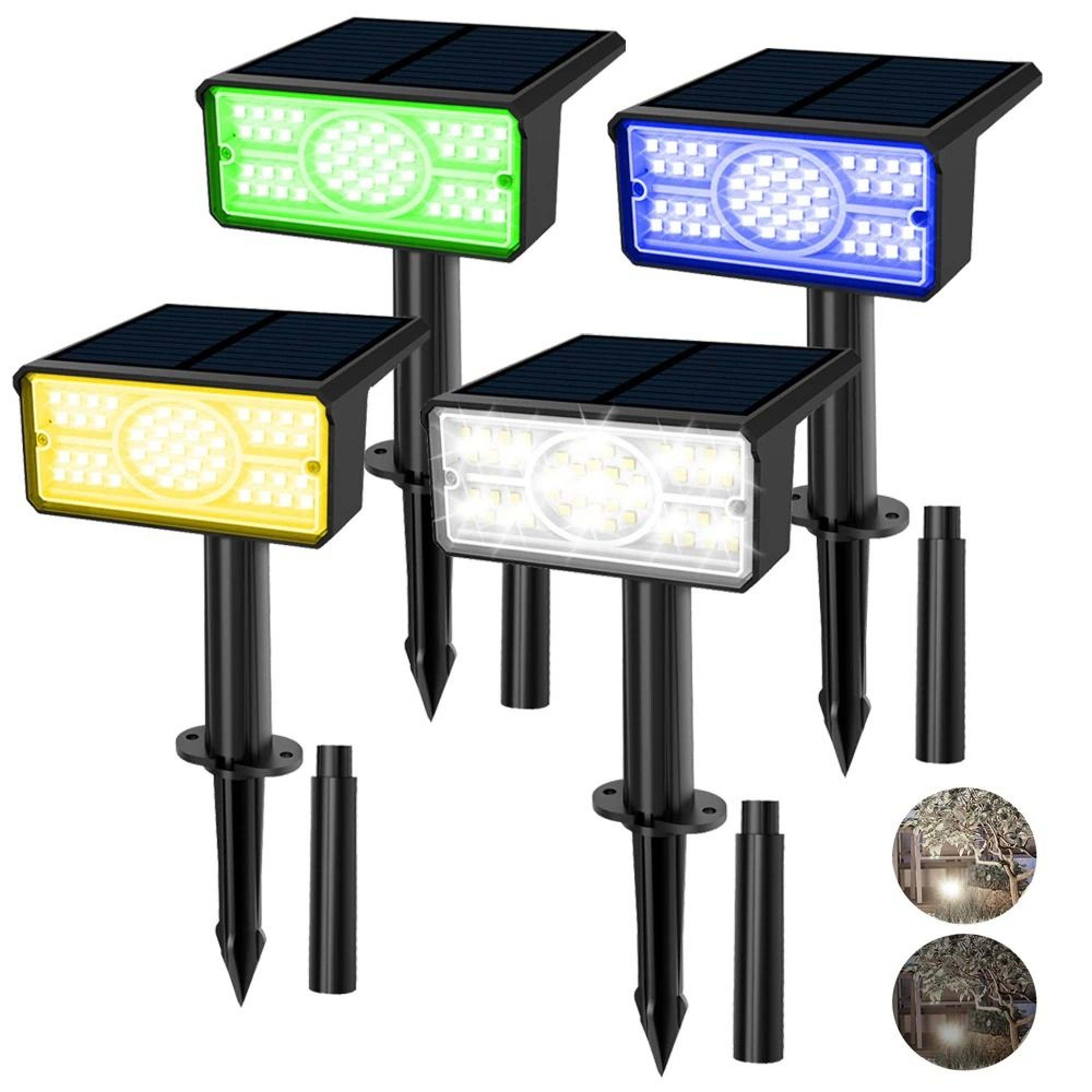 2-pack 49-led solar spotlights | ip65 waterproof adjustable outdoor garden wall & ground lights