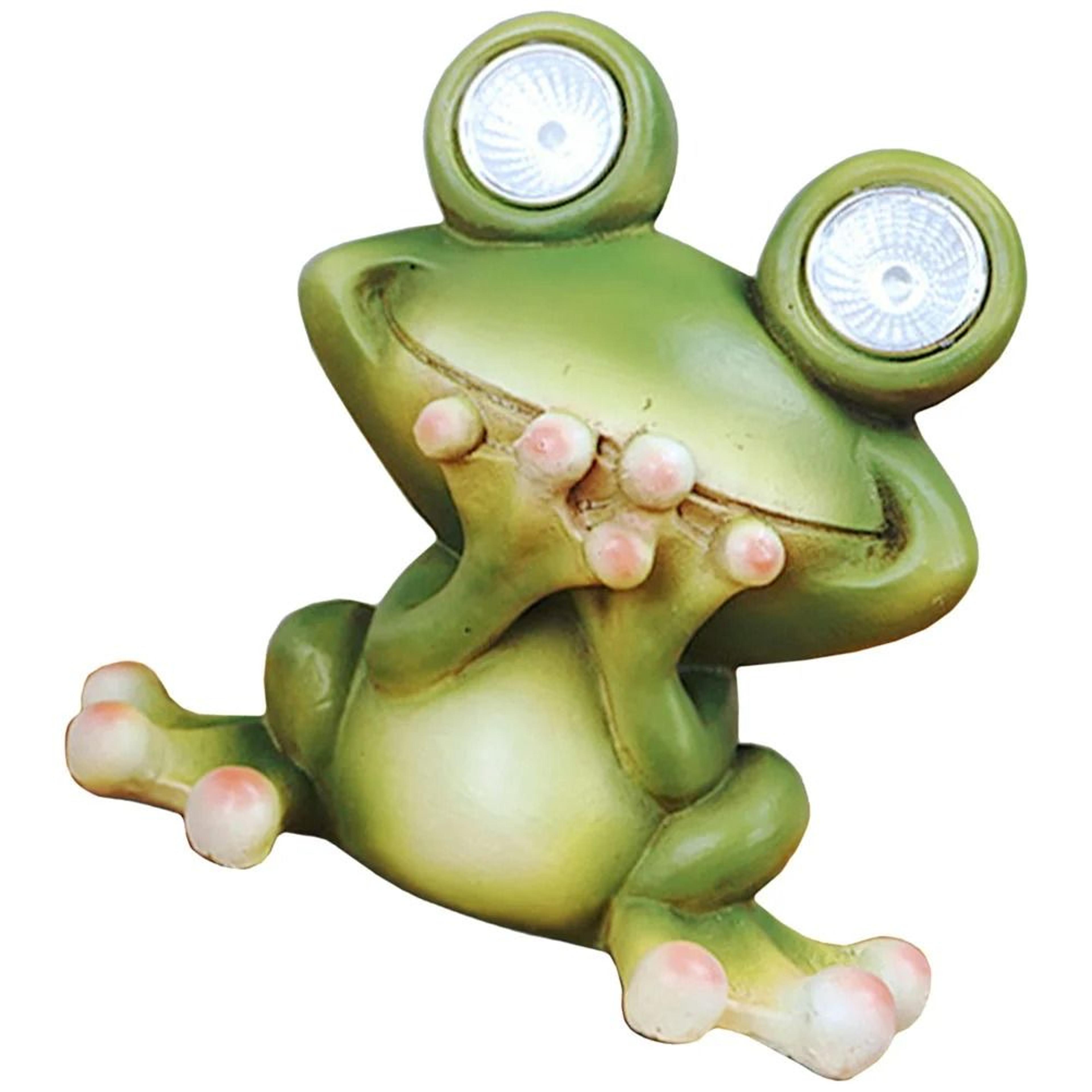 solar frog garden statue light | hand-painted resin figurine ornament for outdoor yard & pathway