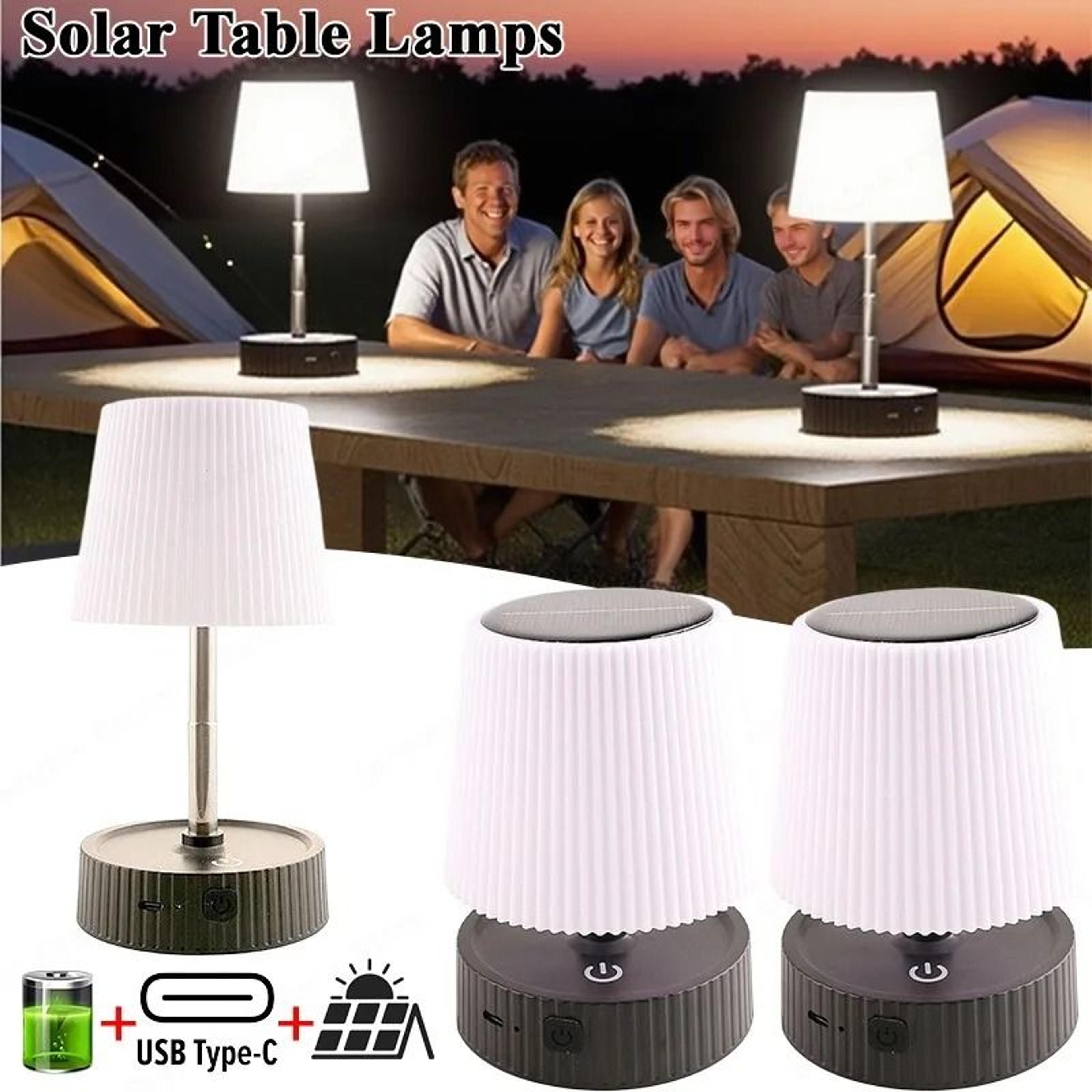 mini solar folding table lamp | rechargeable 17-led outdoor night light & desktop floor lamp