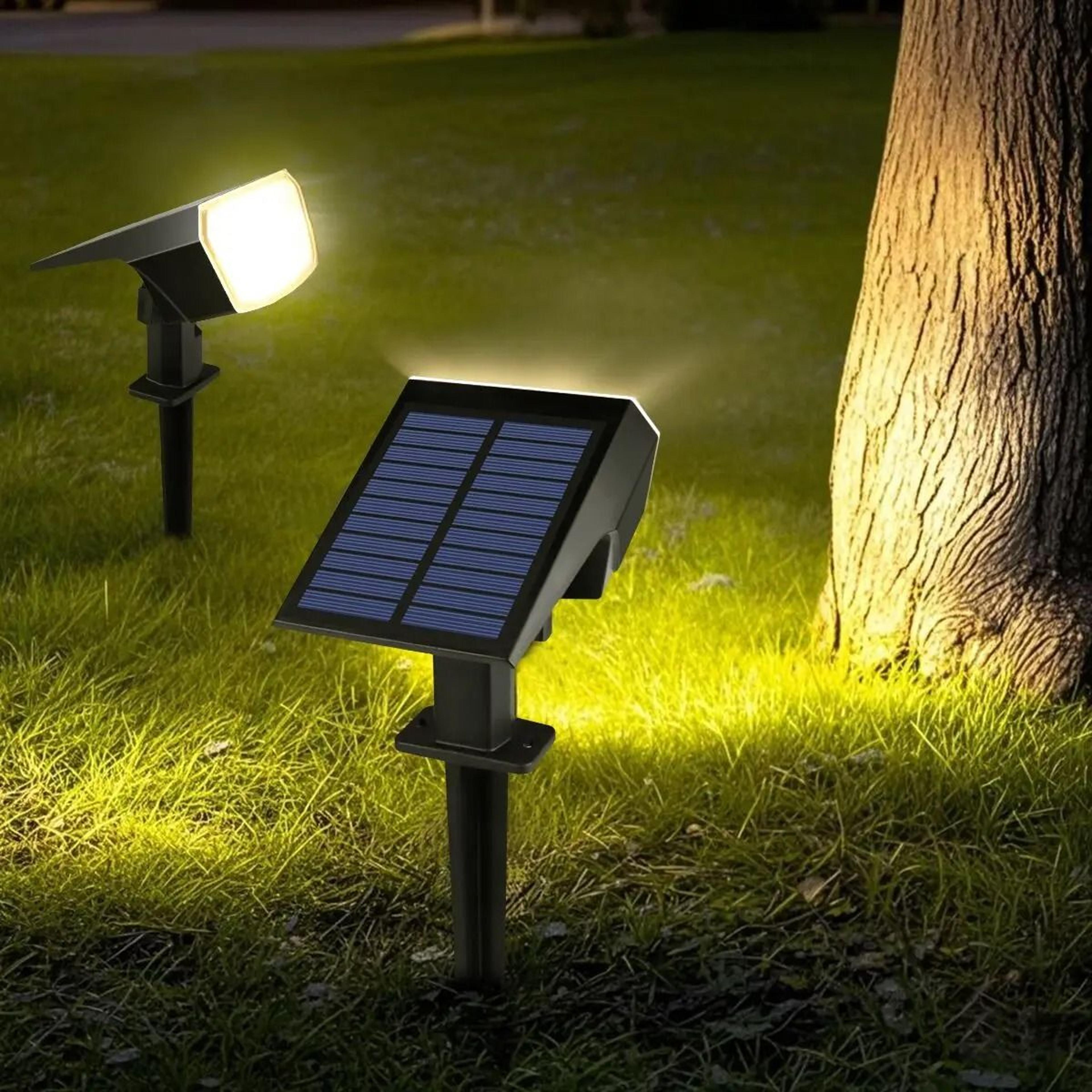 solar outdoor spotlight | ip65 waterproof led garden landscape light for driveway, patio & walkway