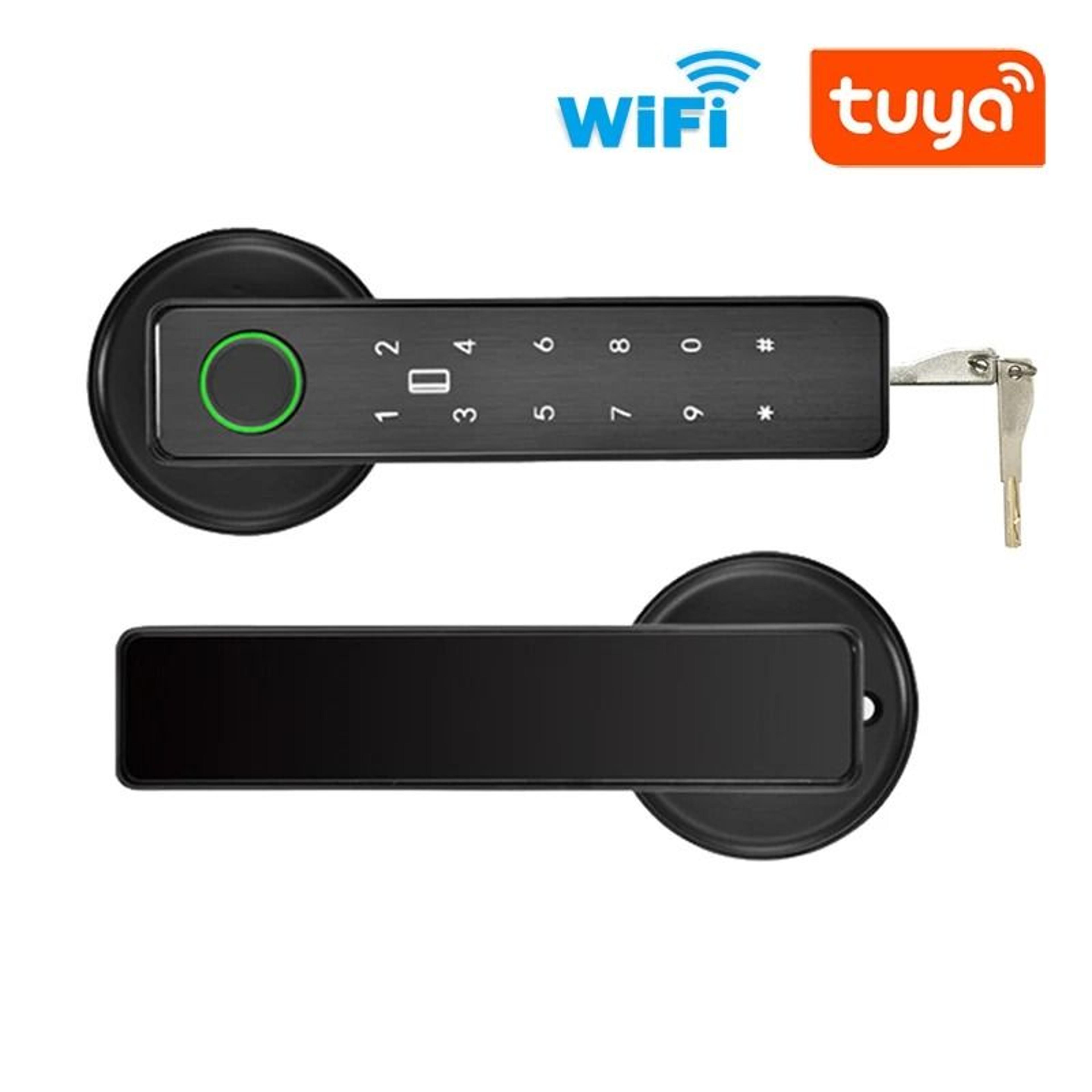 tuya wifi smart deadbolt | fingerprint, password & ic card remote access lock for home security
