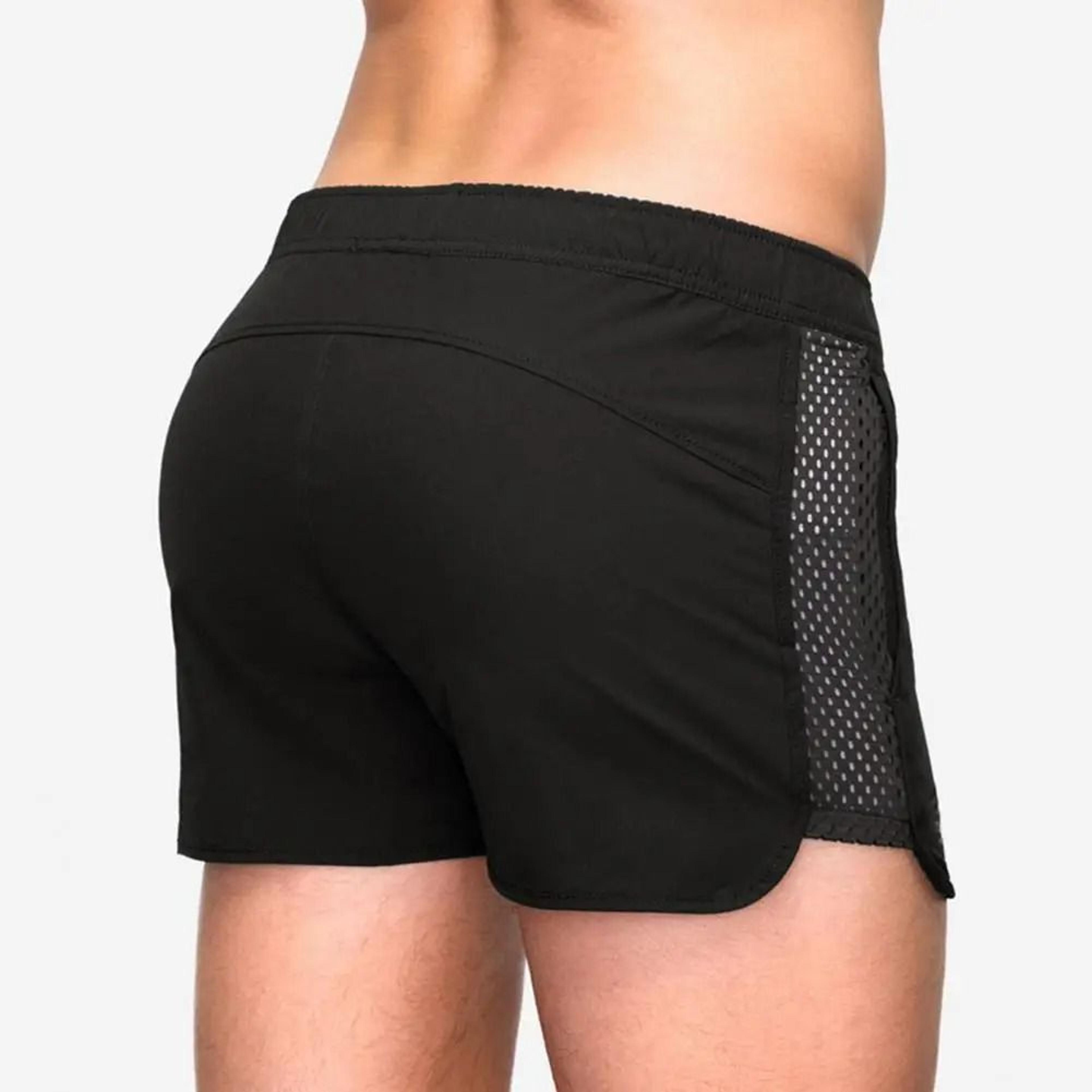 mens quick dry mesh sport shorts | elastic waistband fitness & beach surfing shorts