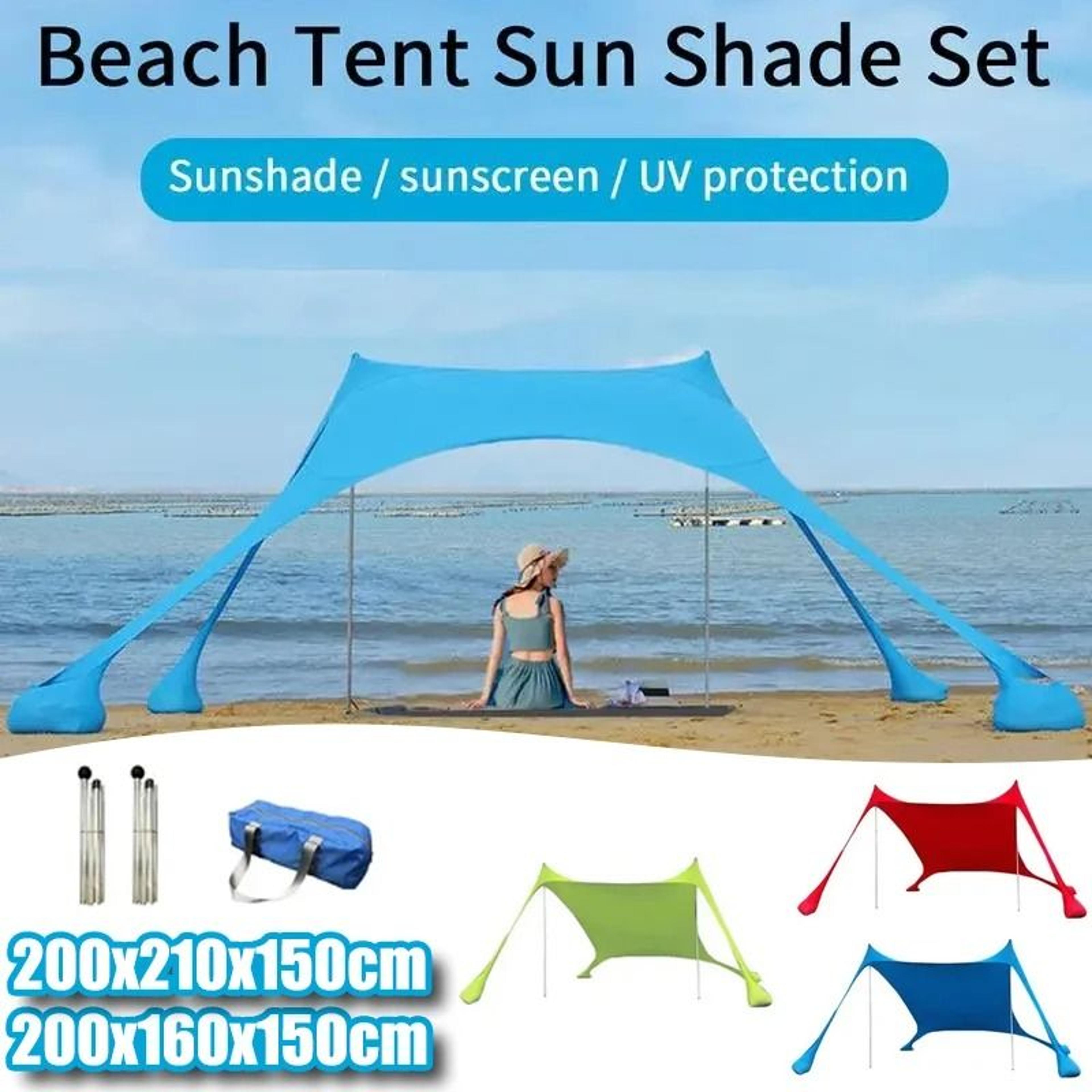 portable windproof beach canopy | uv protection outdoor sun shade | home beach awning with storage bag