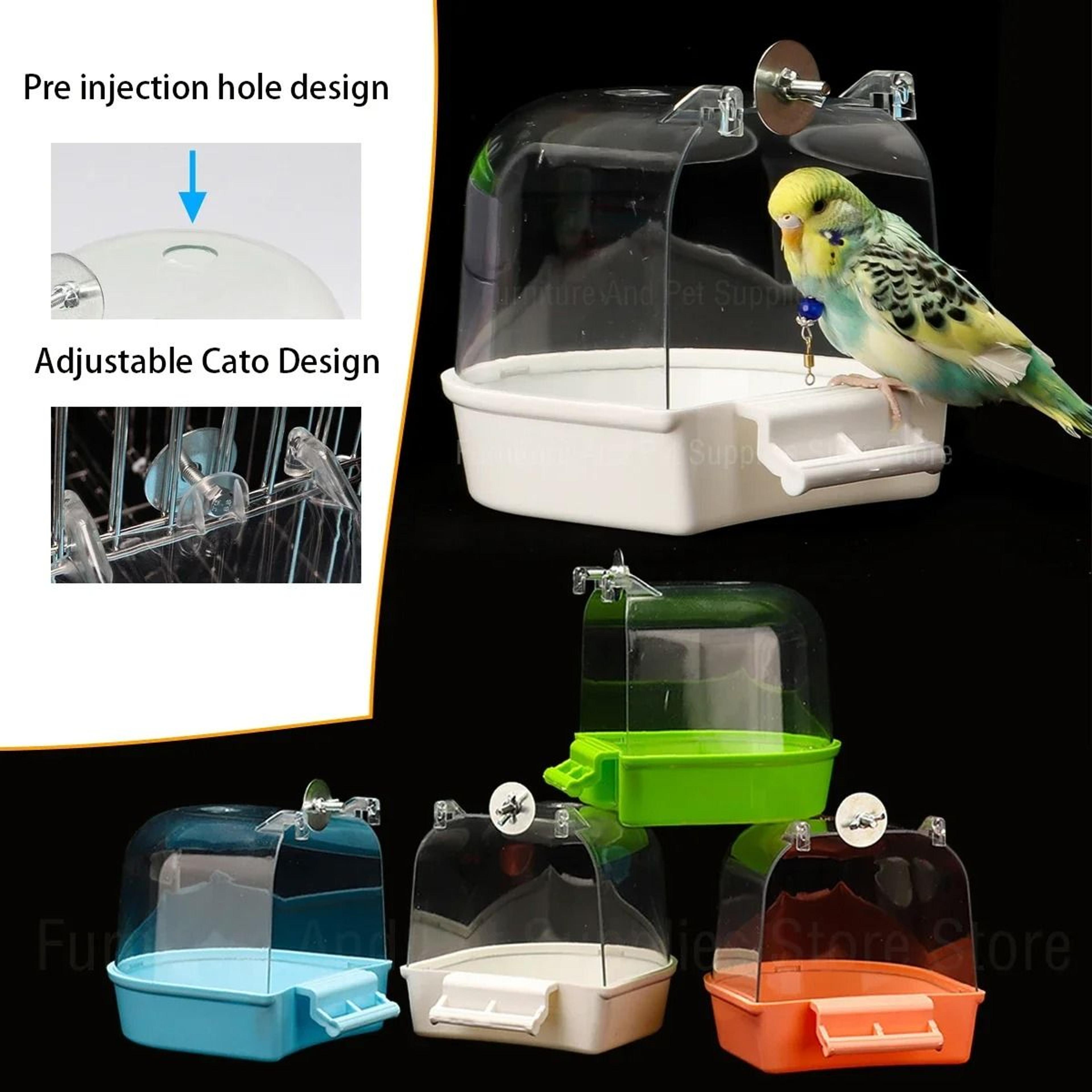 hanging bird bath box | clear parakeet shower for cages | professional bird grooming accessory