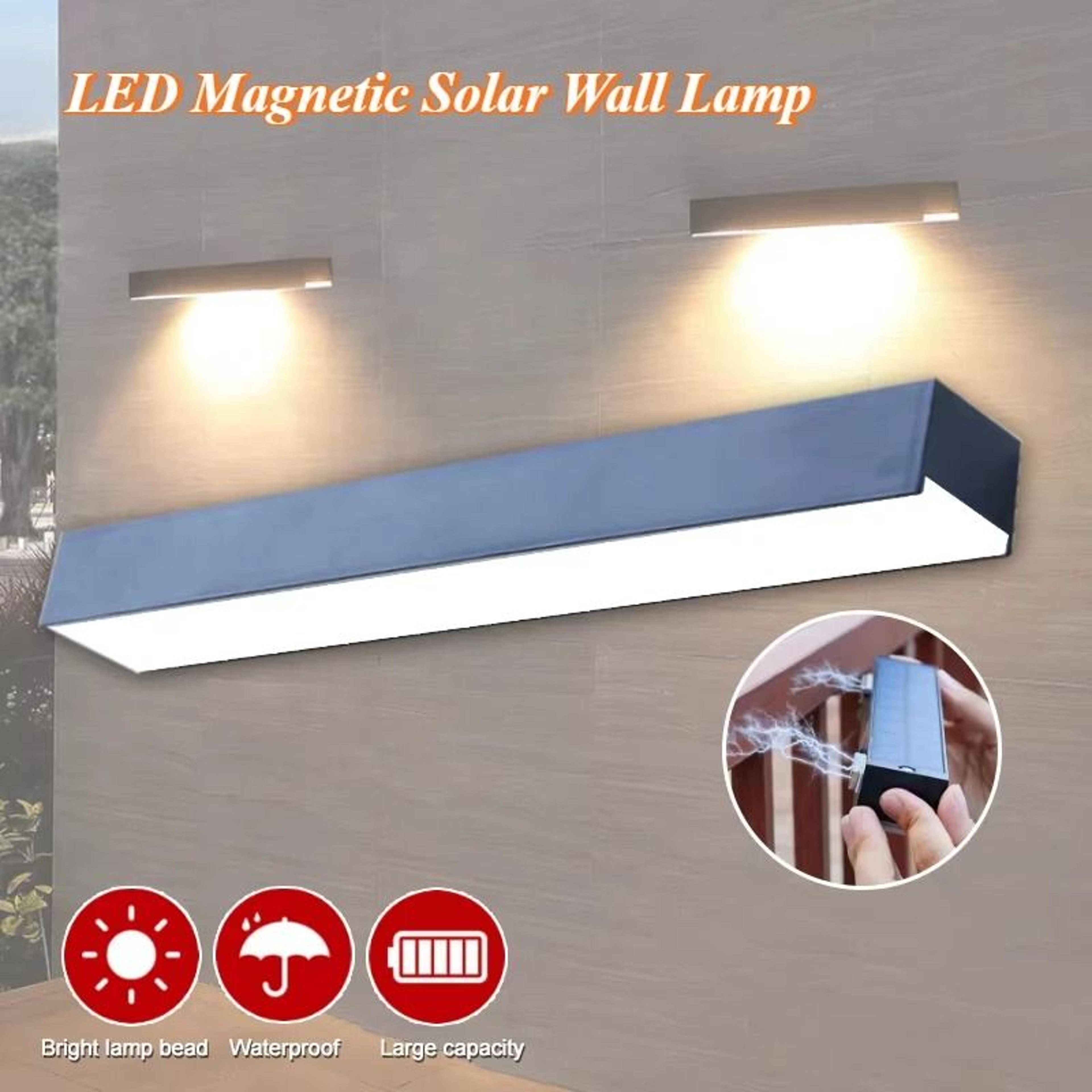 led solar magnetic wall light waterproof outdoor night lights with dimmable brightness
