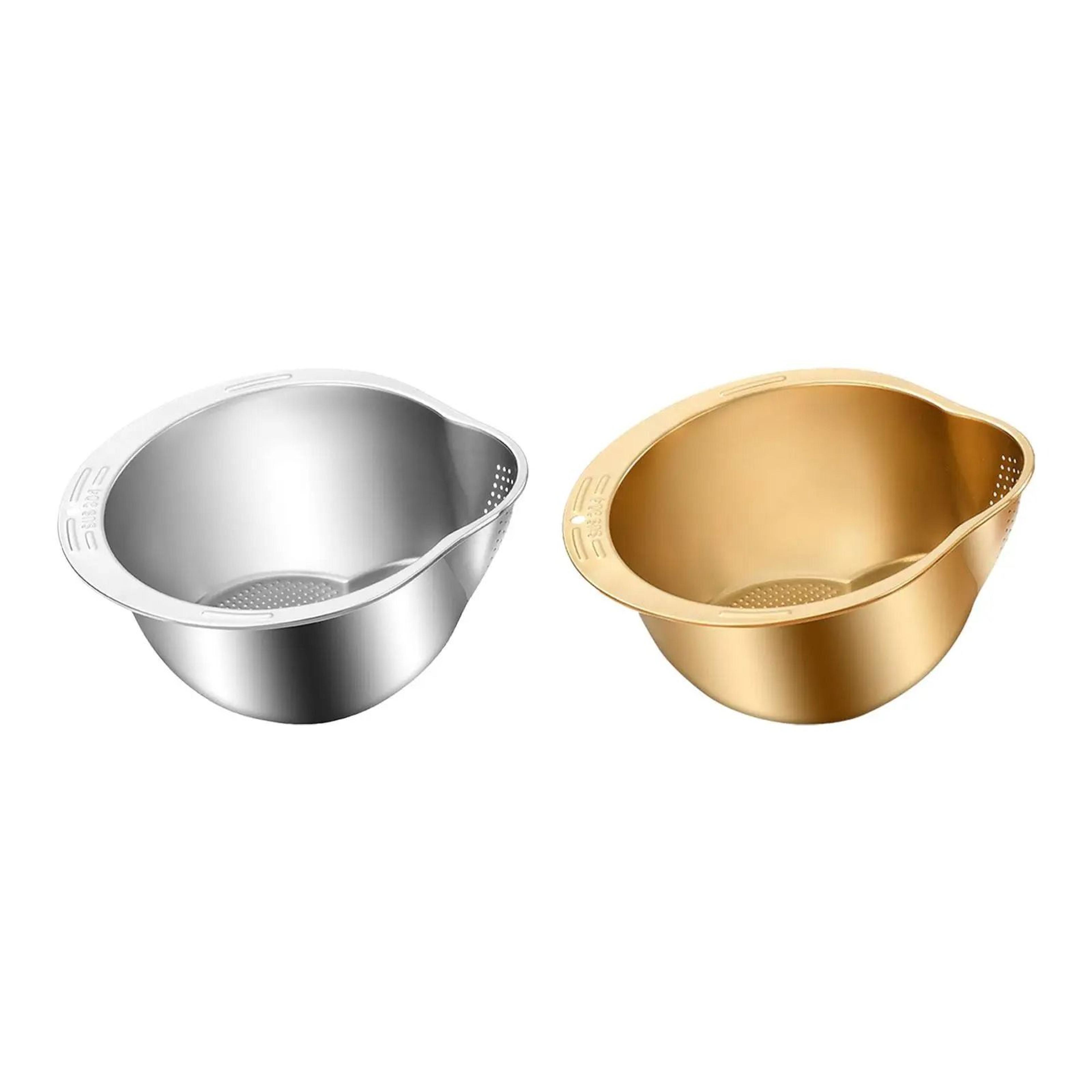 professional slanted stainless steel rice strainer and multi-purpose kitchen washing bowl