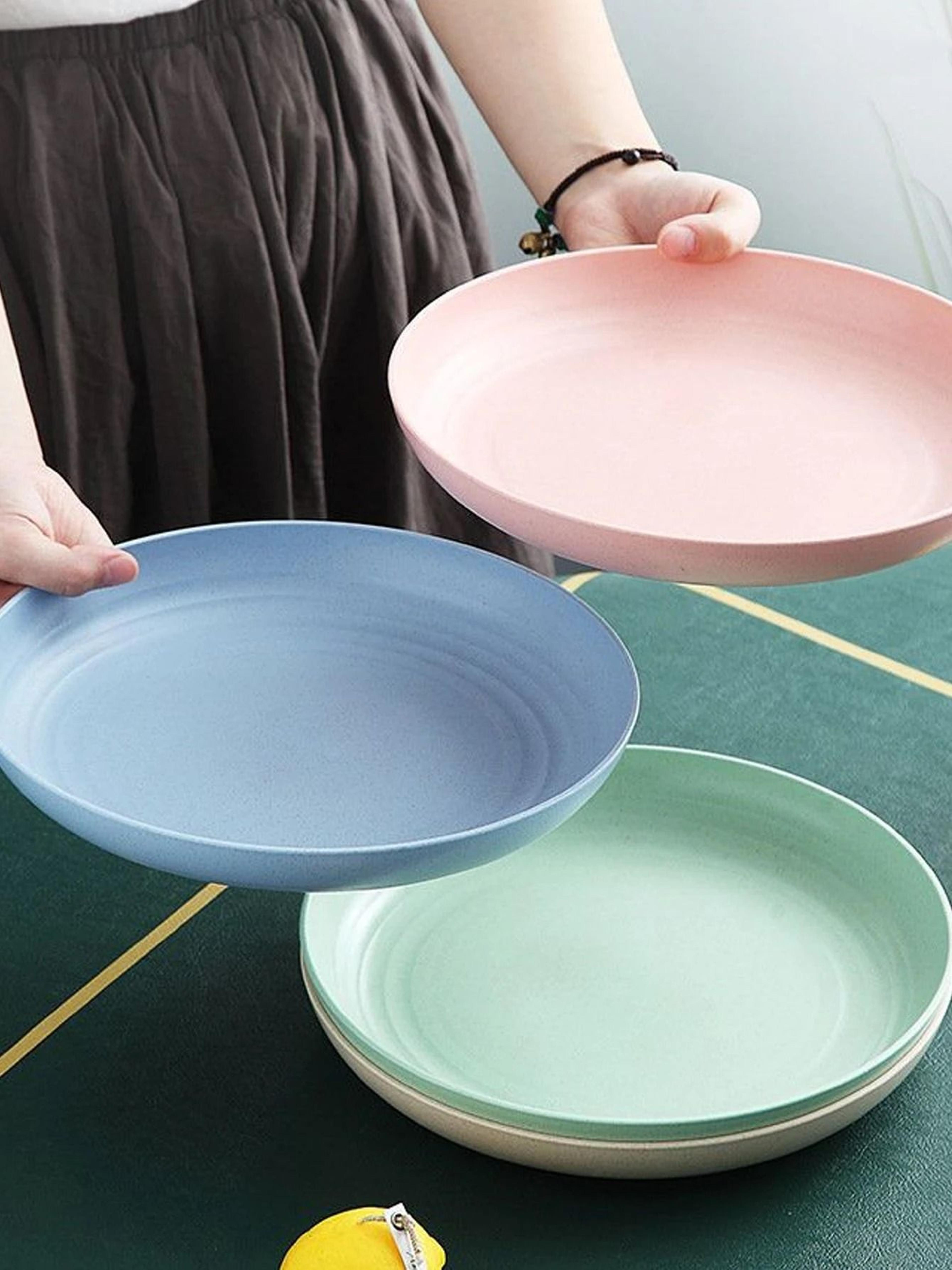 lightweight wheat straw dinner plates - unbreakable and reusable set