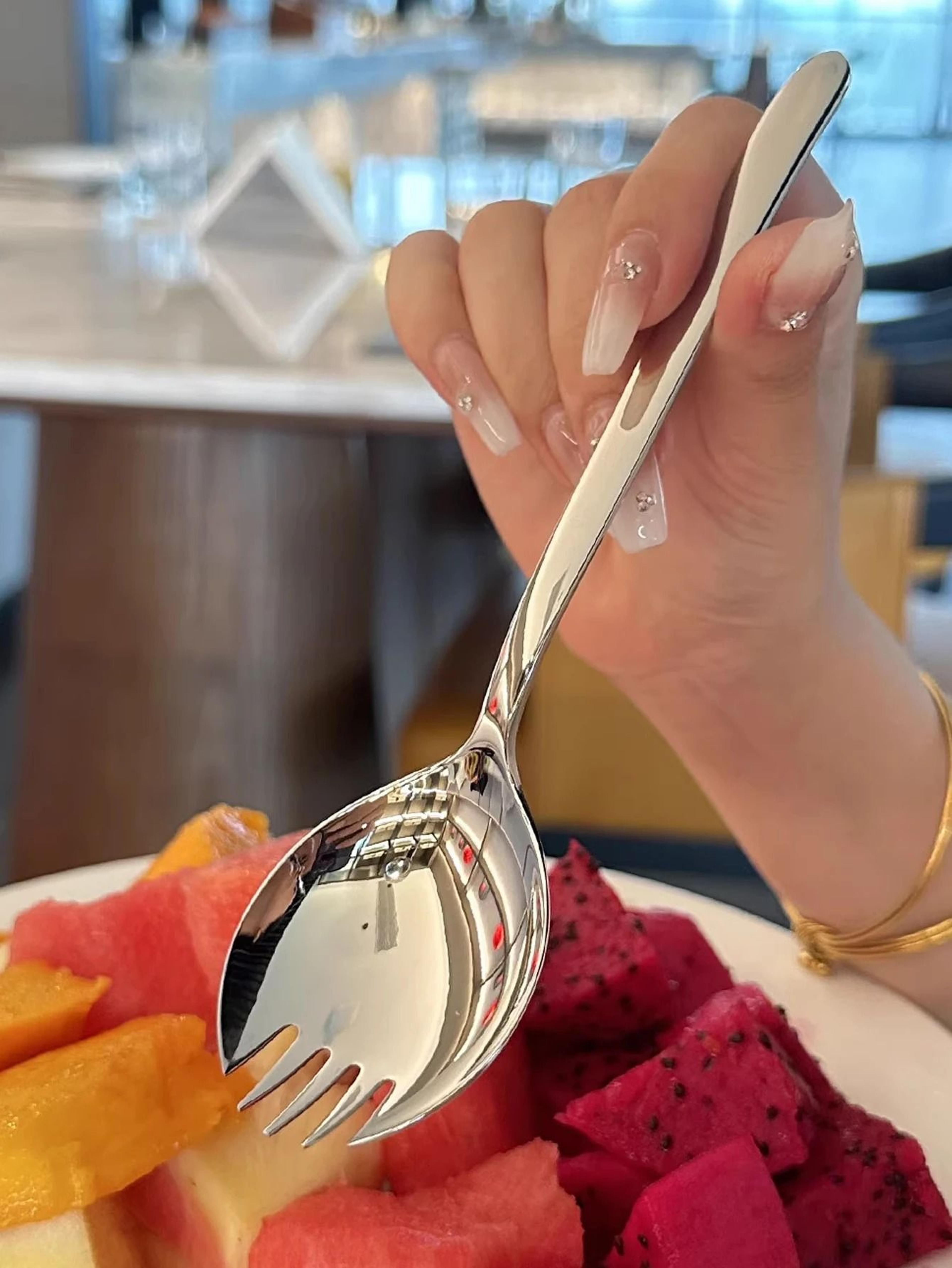 stainless steel salad spork and reusable appetizer dessert fork