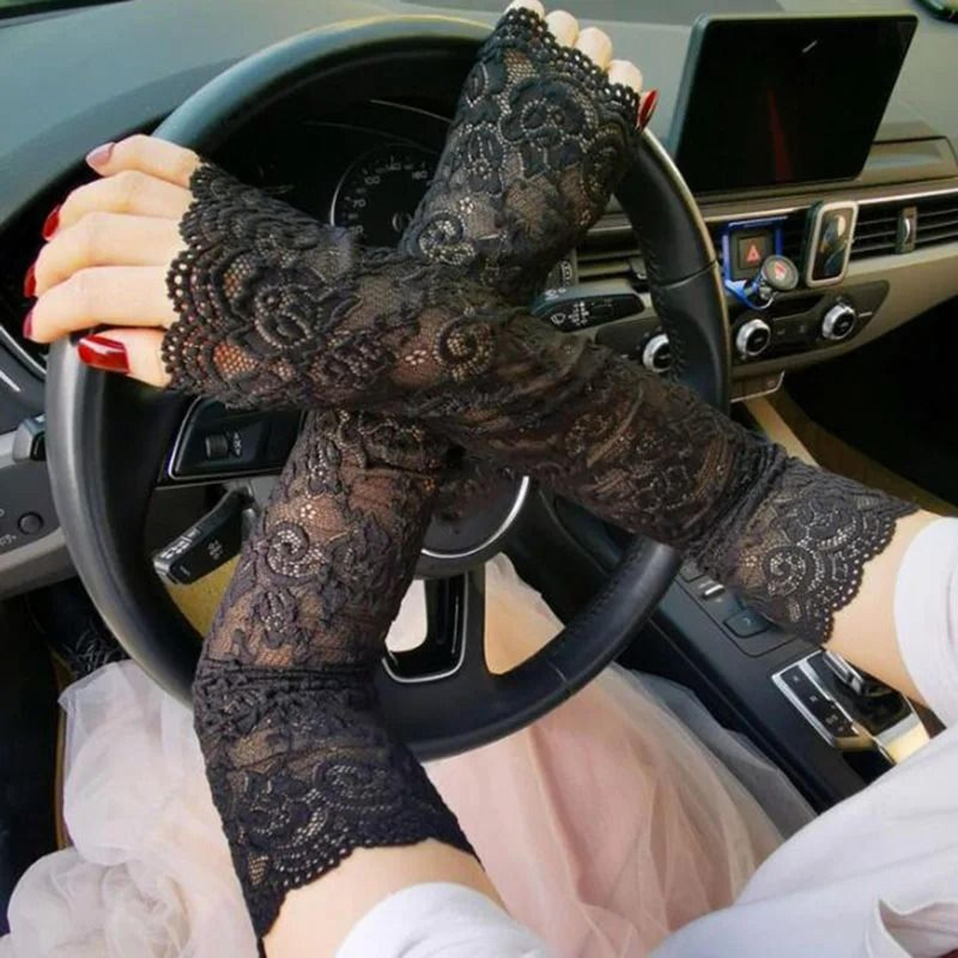 womens sexy floral lace sunscreen arm sleeves - summer uv protection