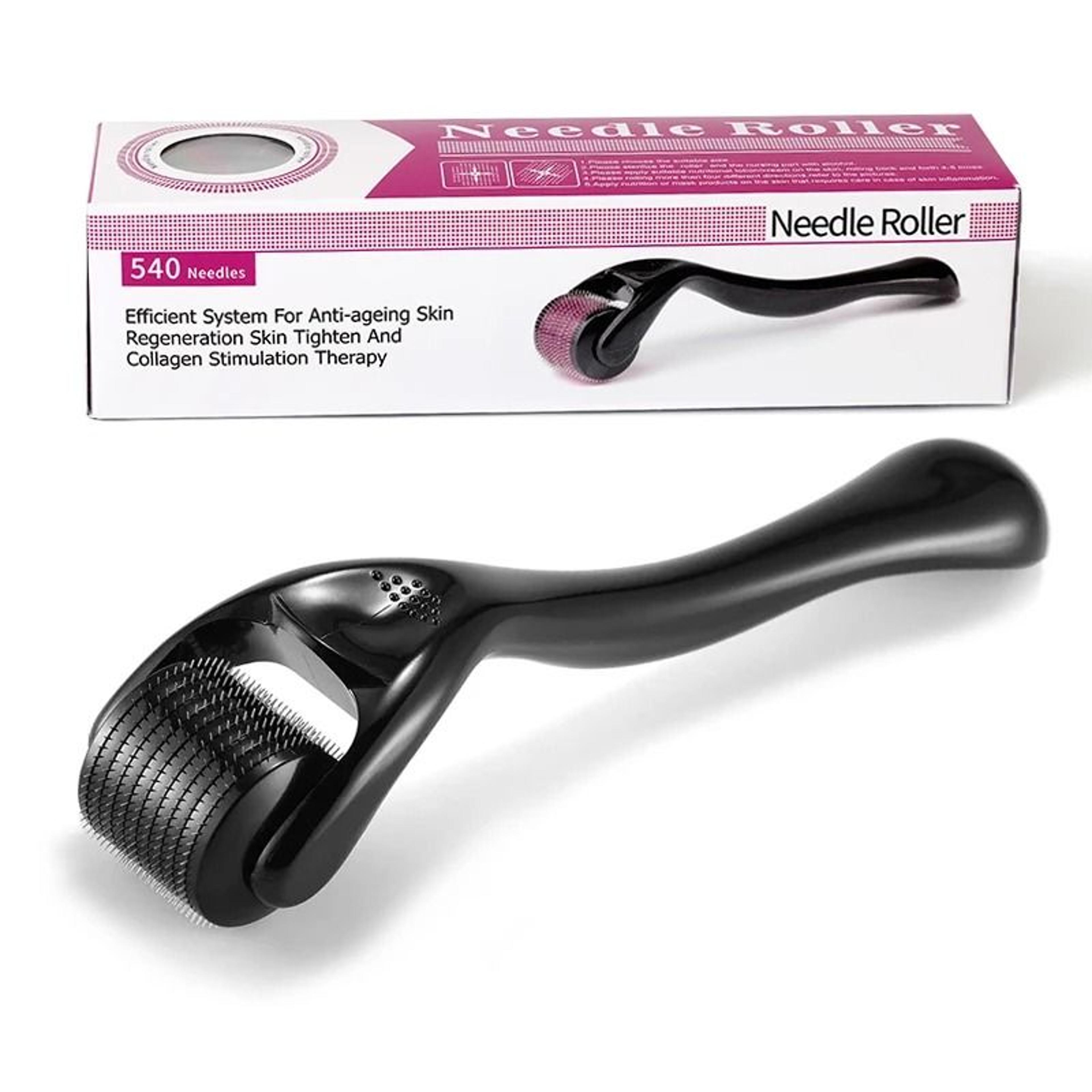 luxury titanium microneedle derma roller & stamp for face, beard & scalp